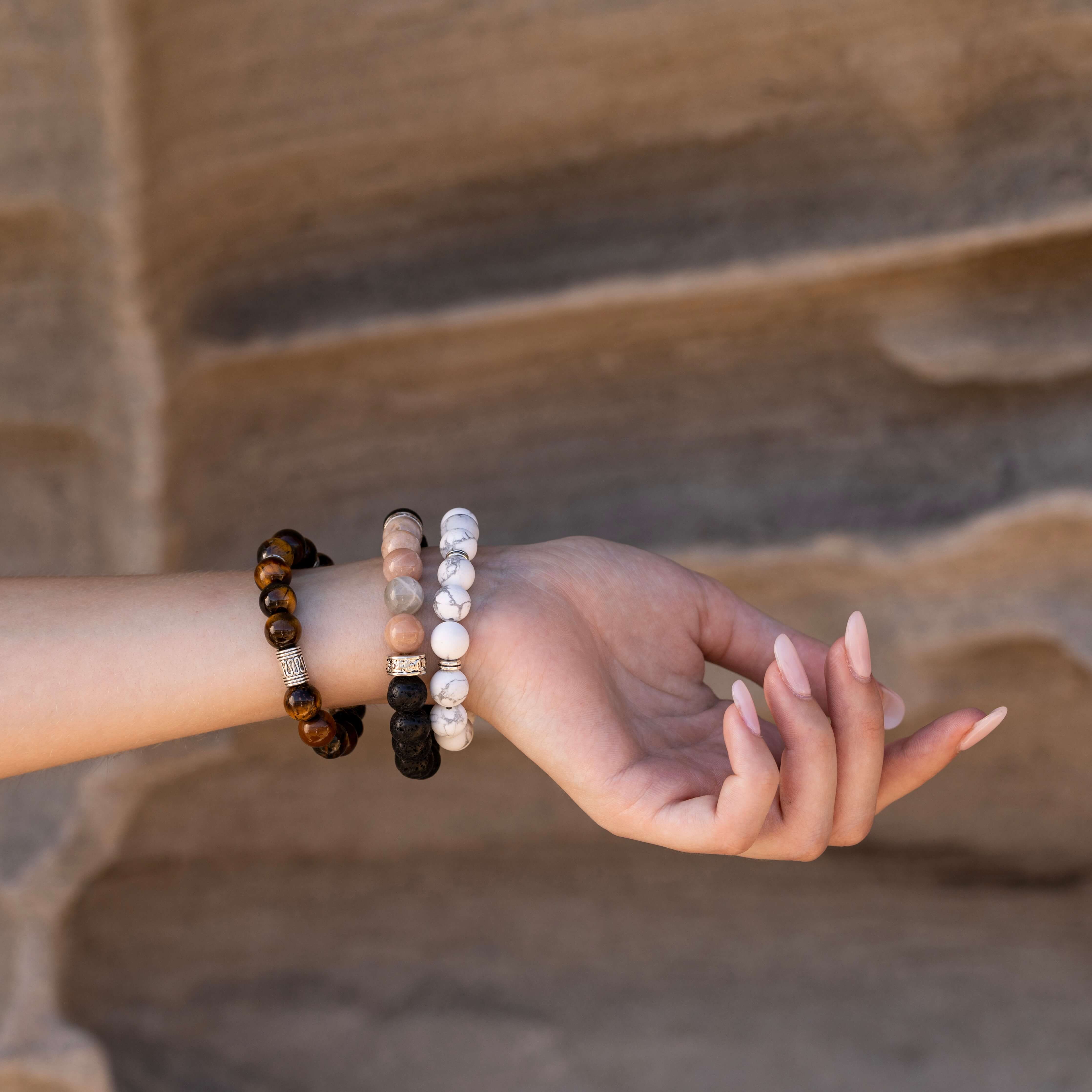 SUNSTONE & LAVA STONE BEADED BRACELET - PANCA COLLECTION - Headless Nation