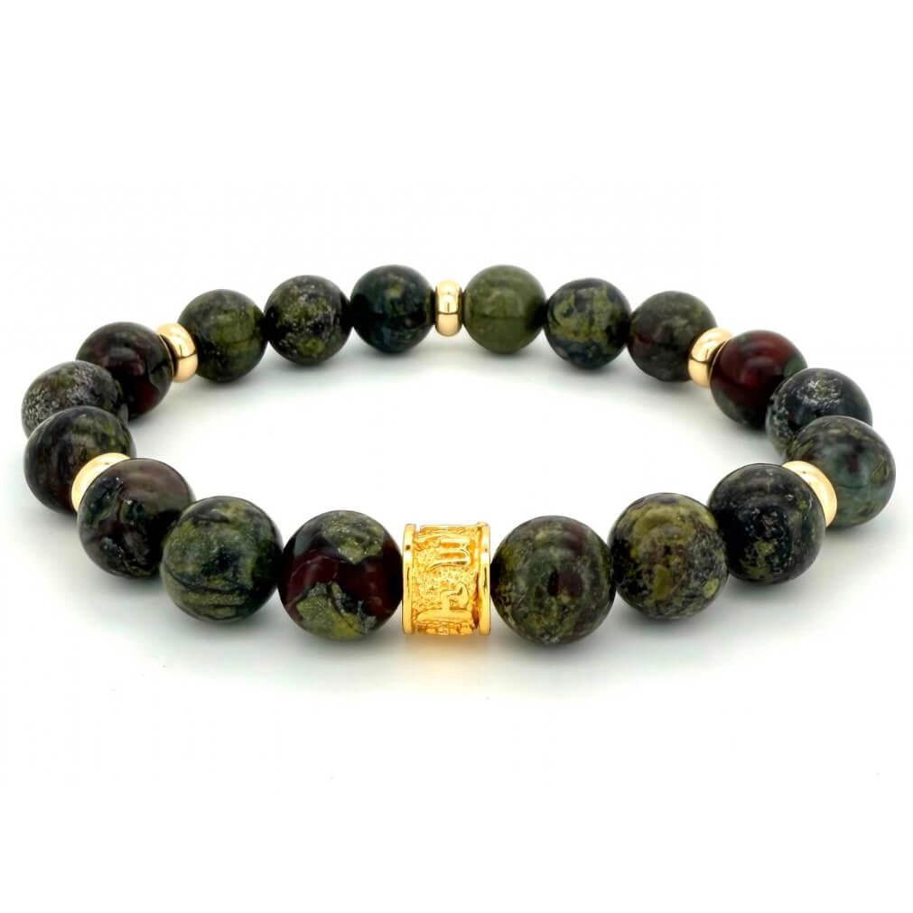 BLOODSTONE- GOLD BEADED BRACELET - Headless Nation