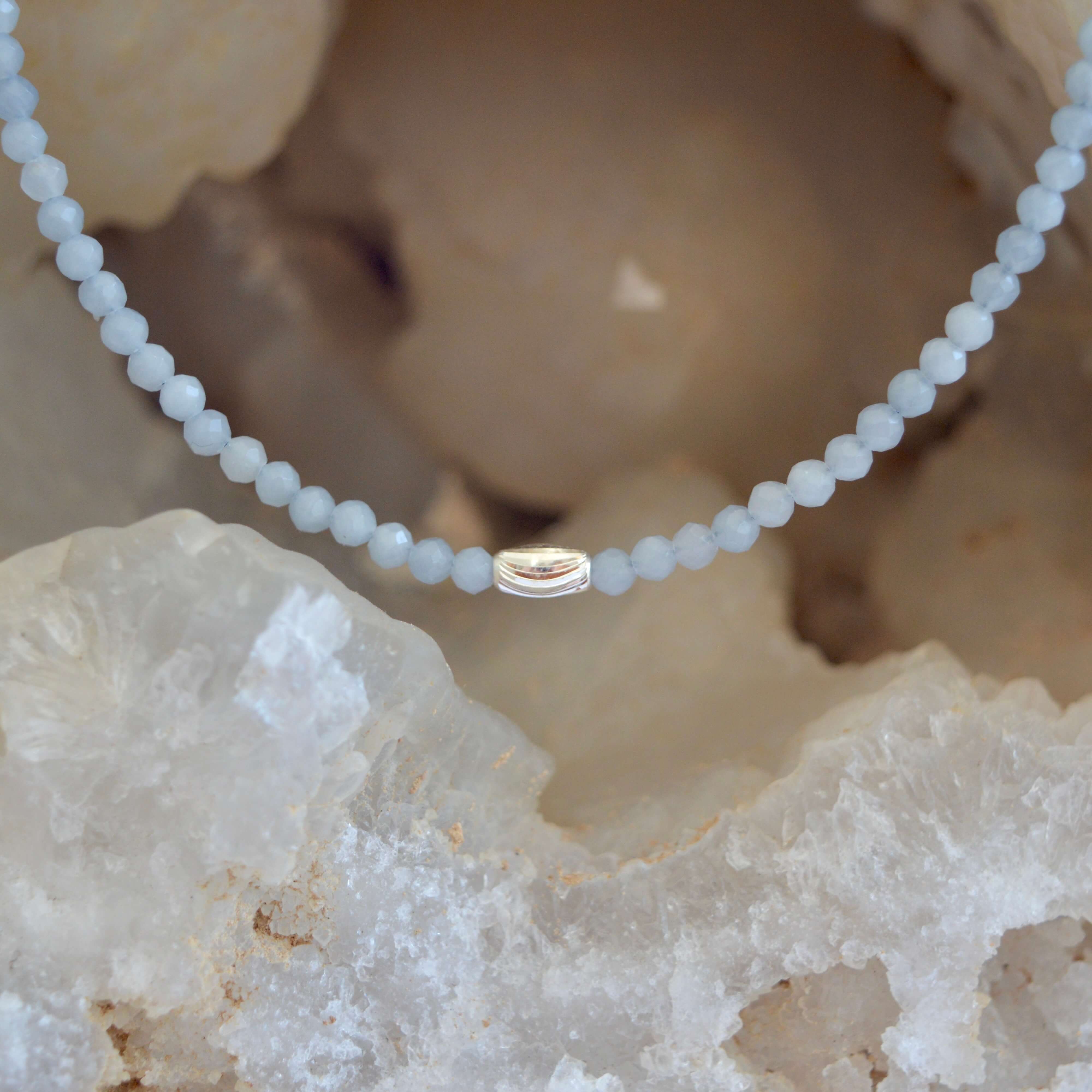 THE DAINTY- Silver- Angelite- NECKLACE - Headless Nation