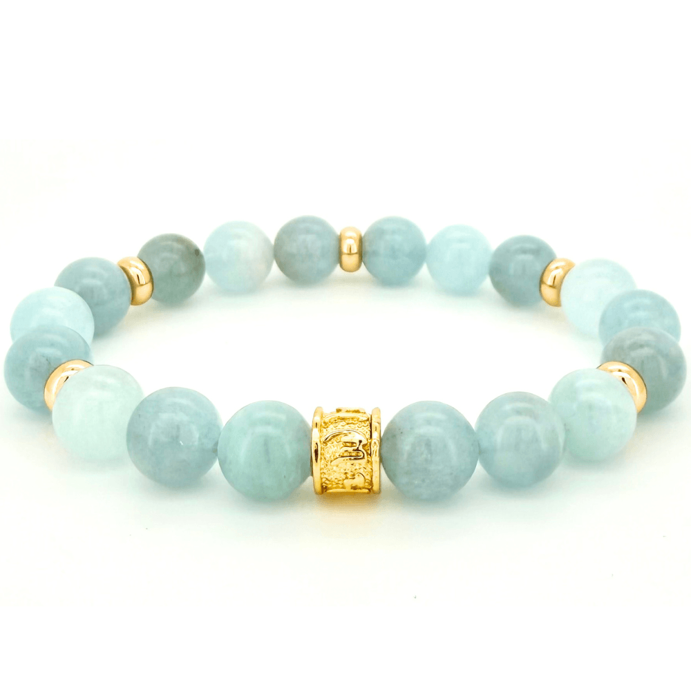 LIMITED EDITION AQUAMARINE & GOLD BEADED BRACELET - HALCYON COLLECTION