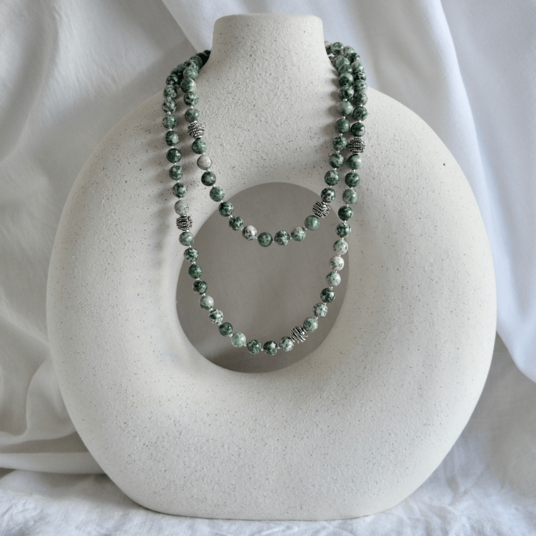 Greenspot Jasper LONG BEADED NECKLACE - Headless Nation