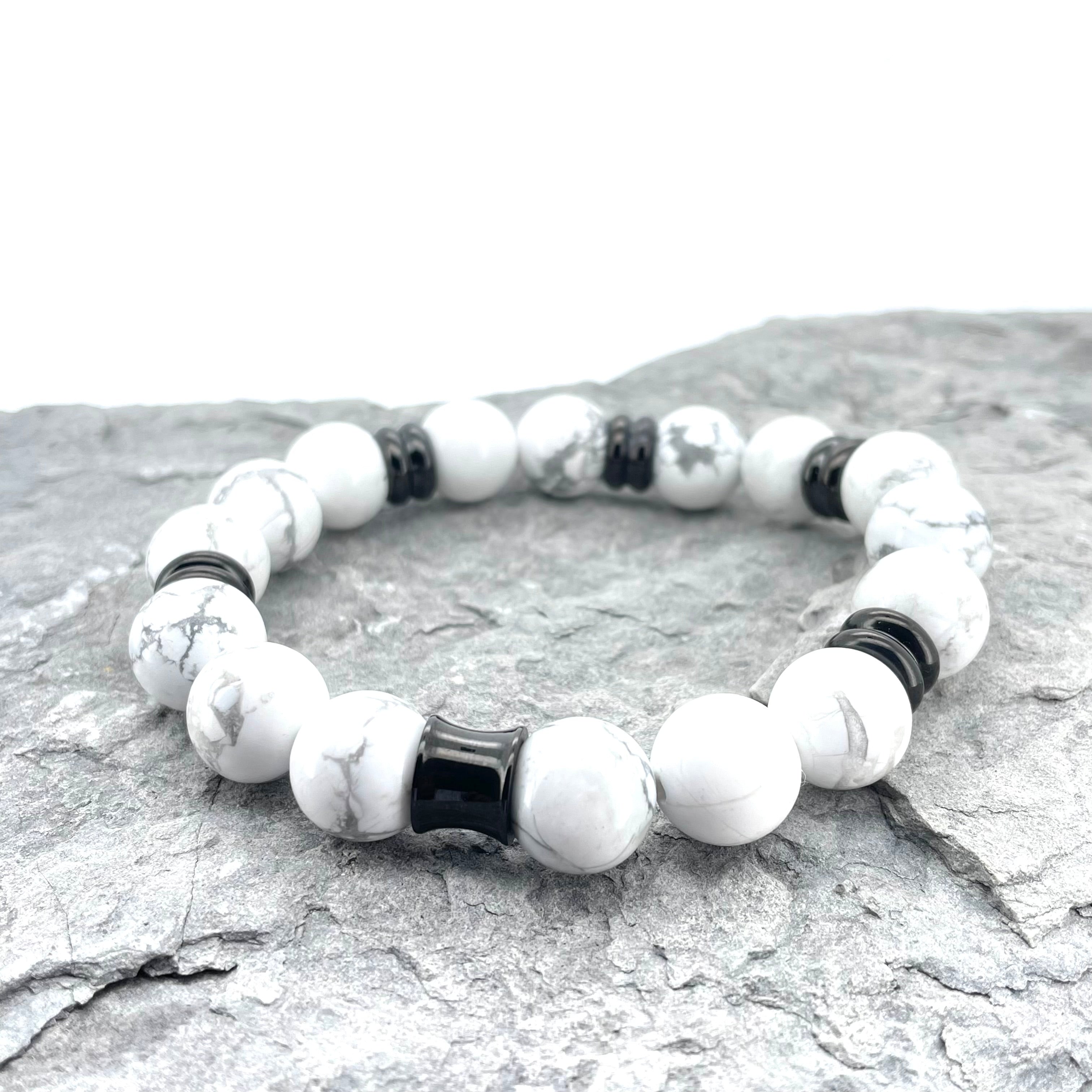 WHITE HOWLITE BEADED BRACELET- NERO COLLECTION - Headless Nation