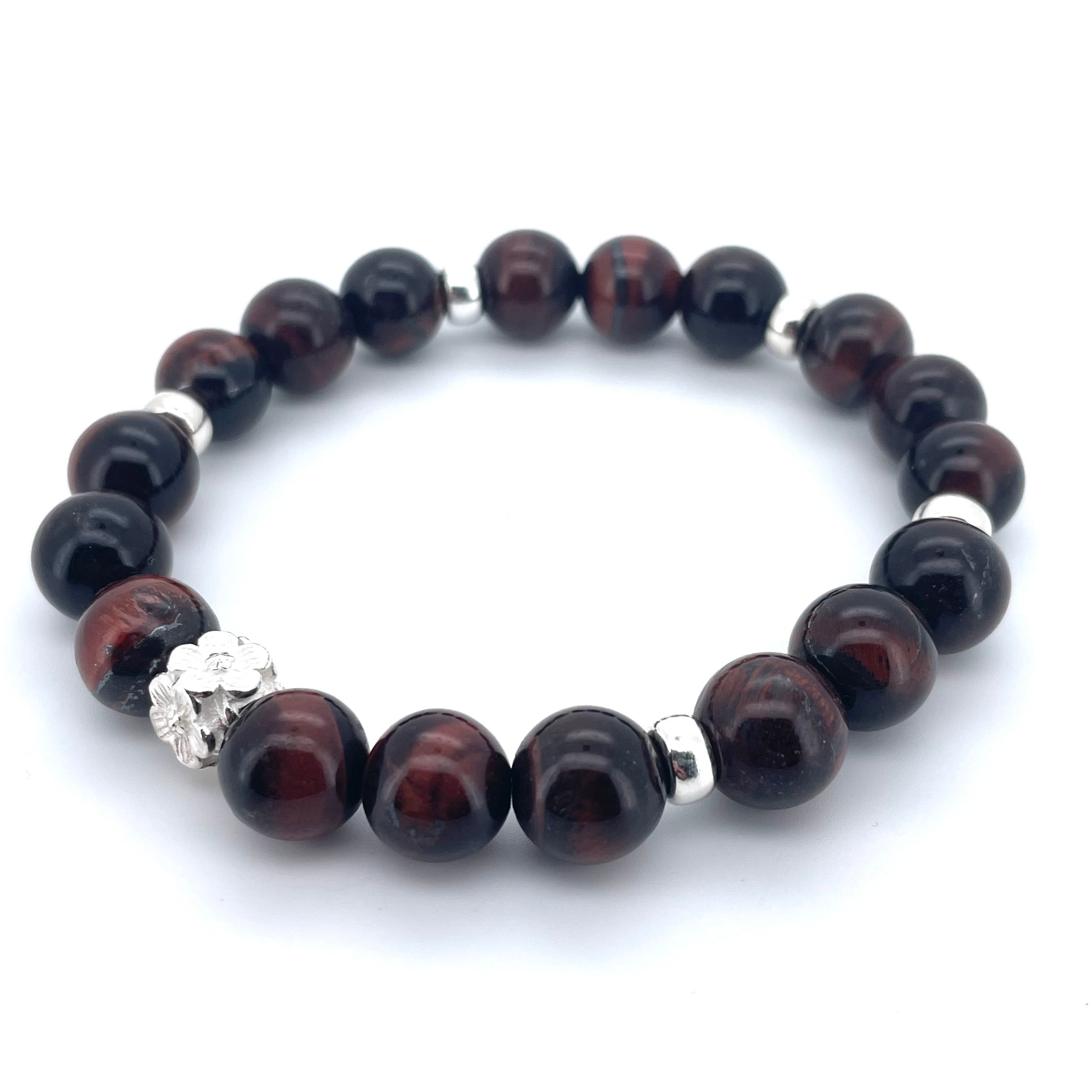 RED TIGERS EYE & STERLING SILVER BEADED BRACELET- - Headless Nation