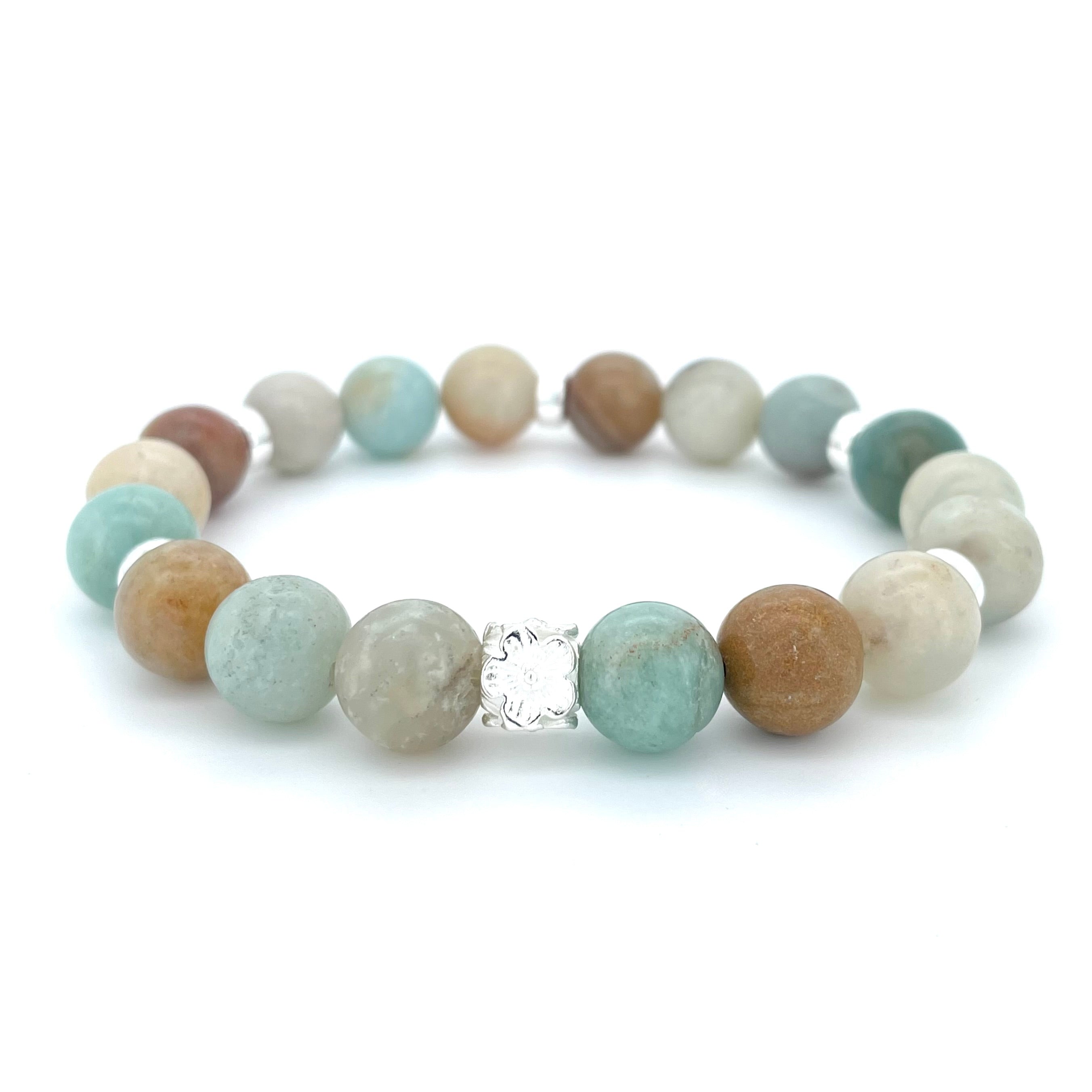 AMAZONITE & STERLING SILVER BEADED BRACELET- - Headless Nation