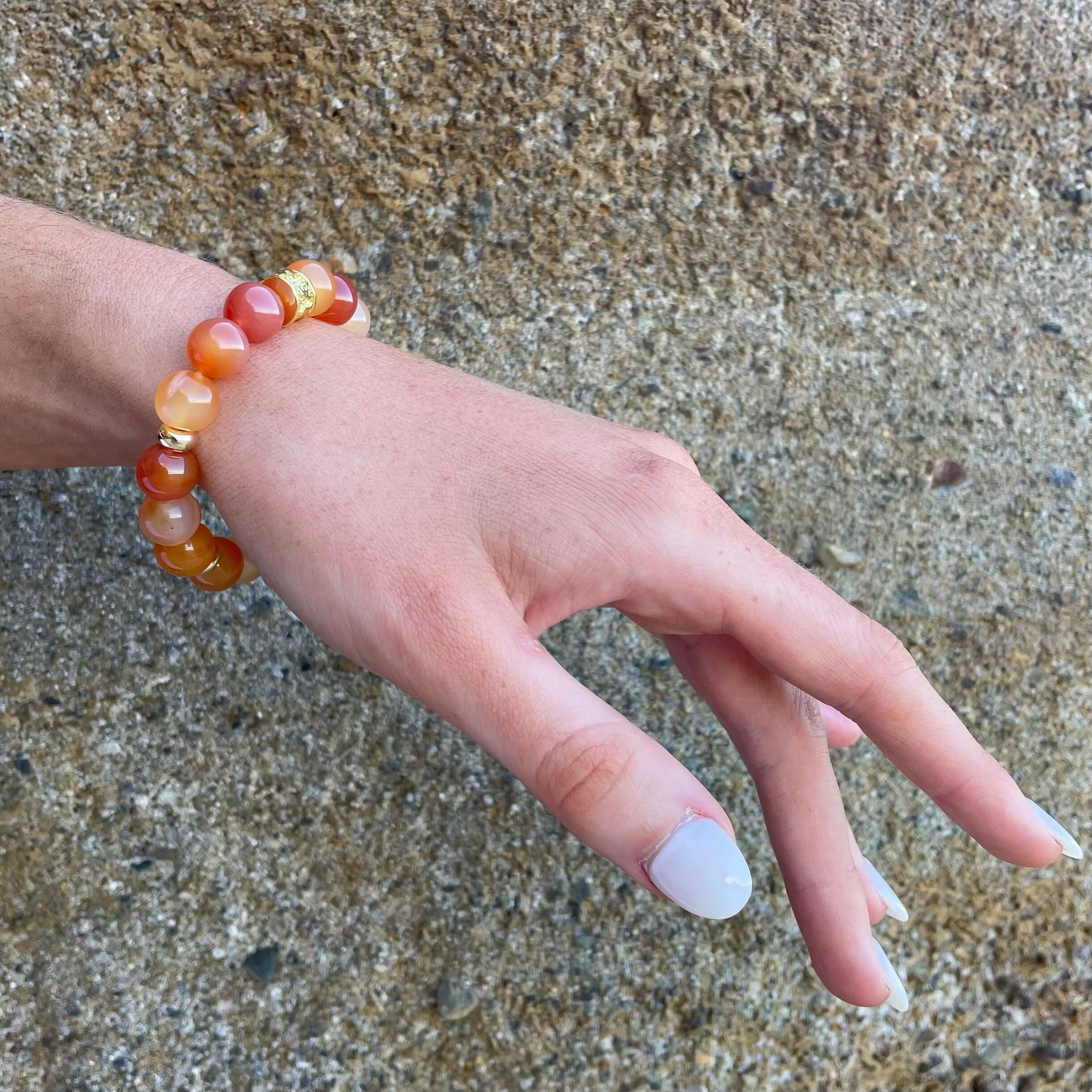 CARNELIAN & GOLD BEADED BRACELET - HALCYON COLLECTION - Headless Nation