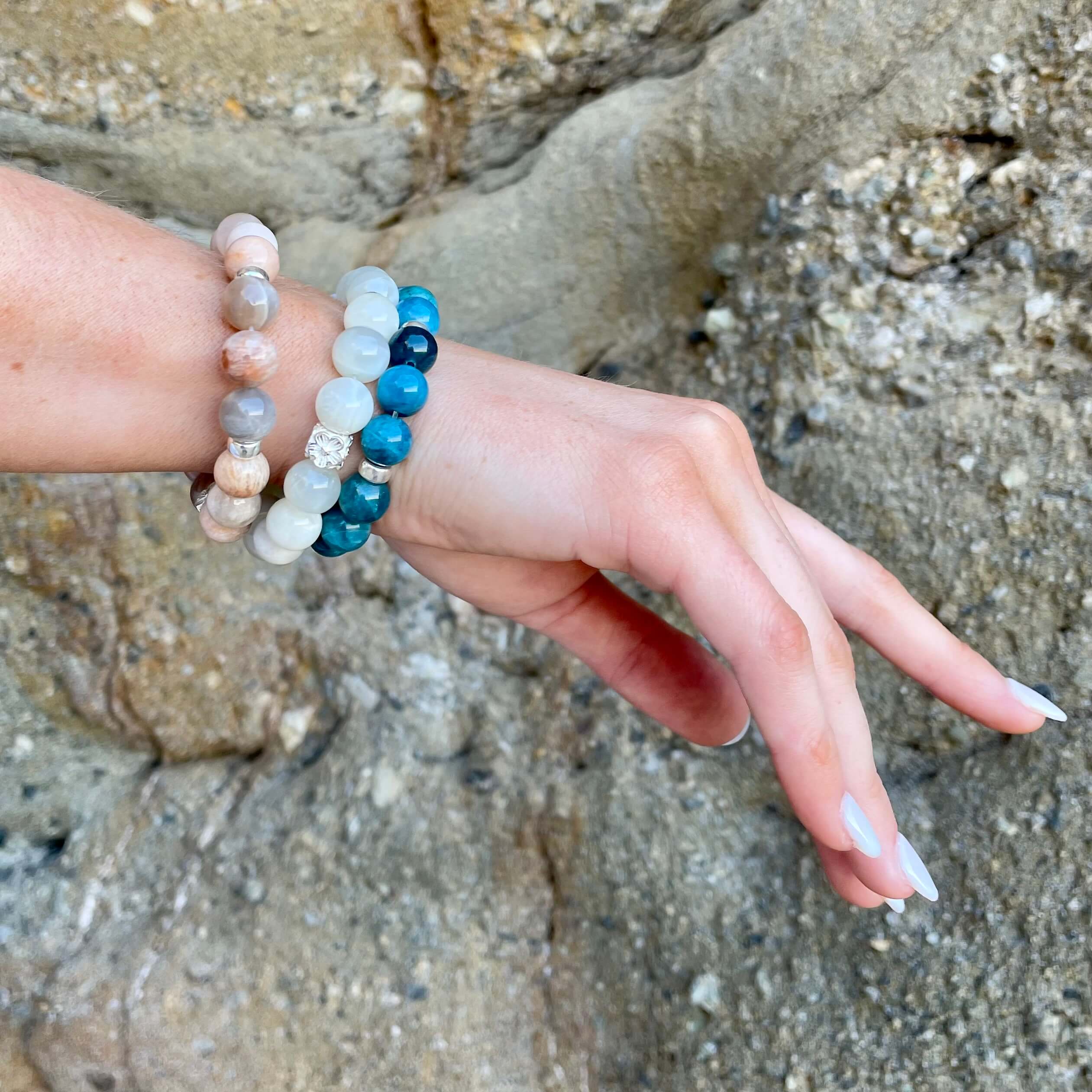 APATITE & STERLING SILVER BEADED BRACELET- - Headless Nation