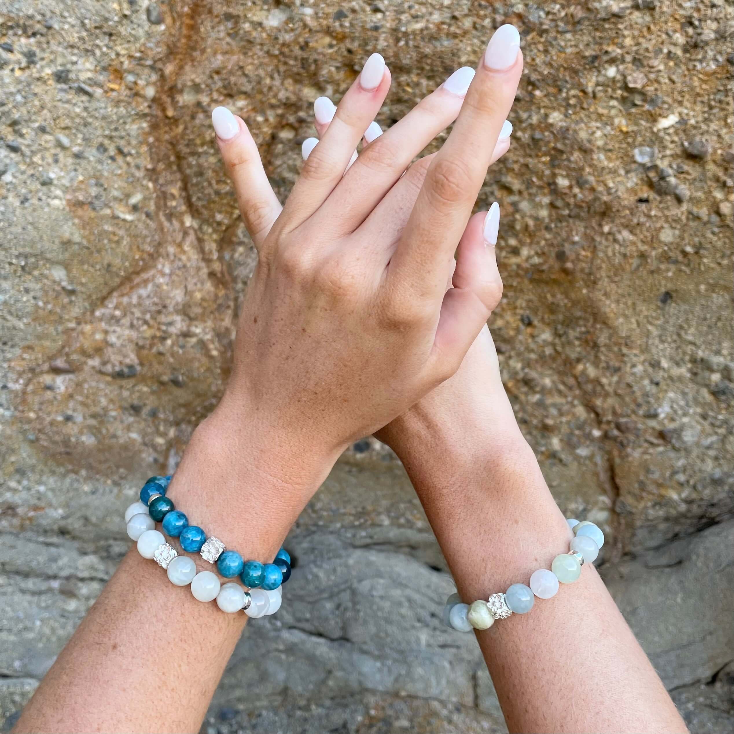 APATITE & STERLING SILVER BEADED BRACELET- - Headless Nation