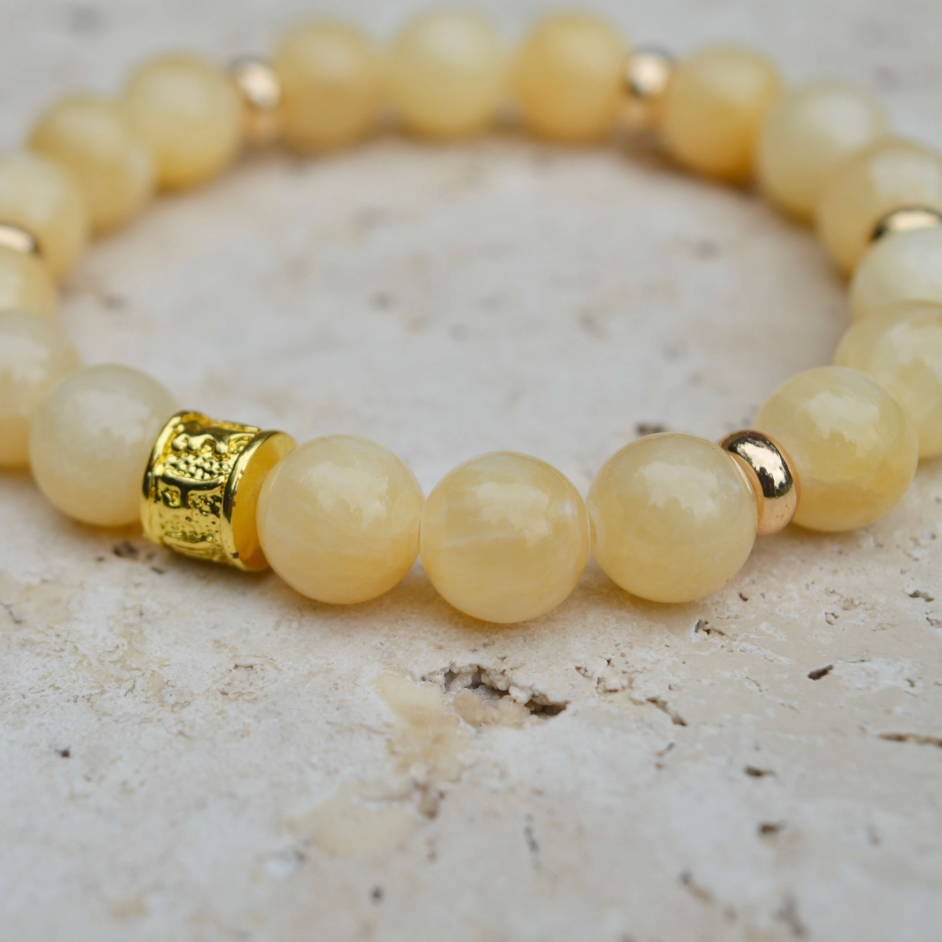 YELLOW JADE & GOLD BEADED BRACELET - HALCYON COLLECTION - Headless Nation