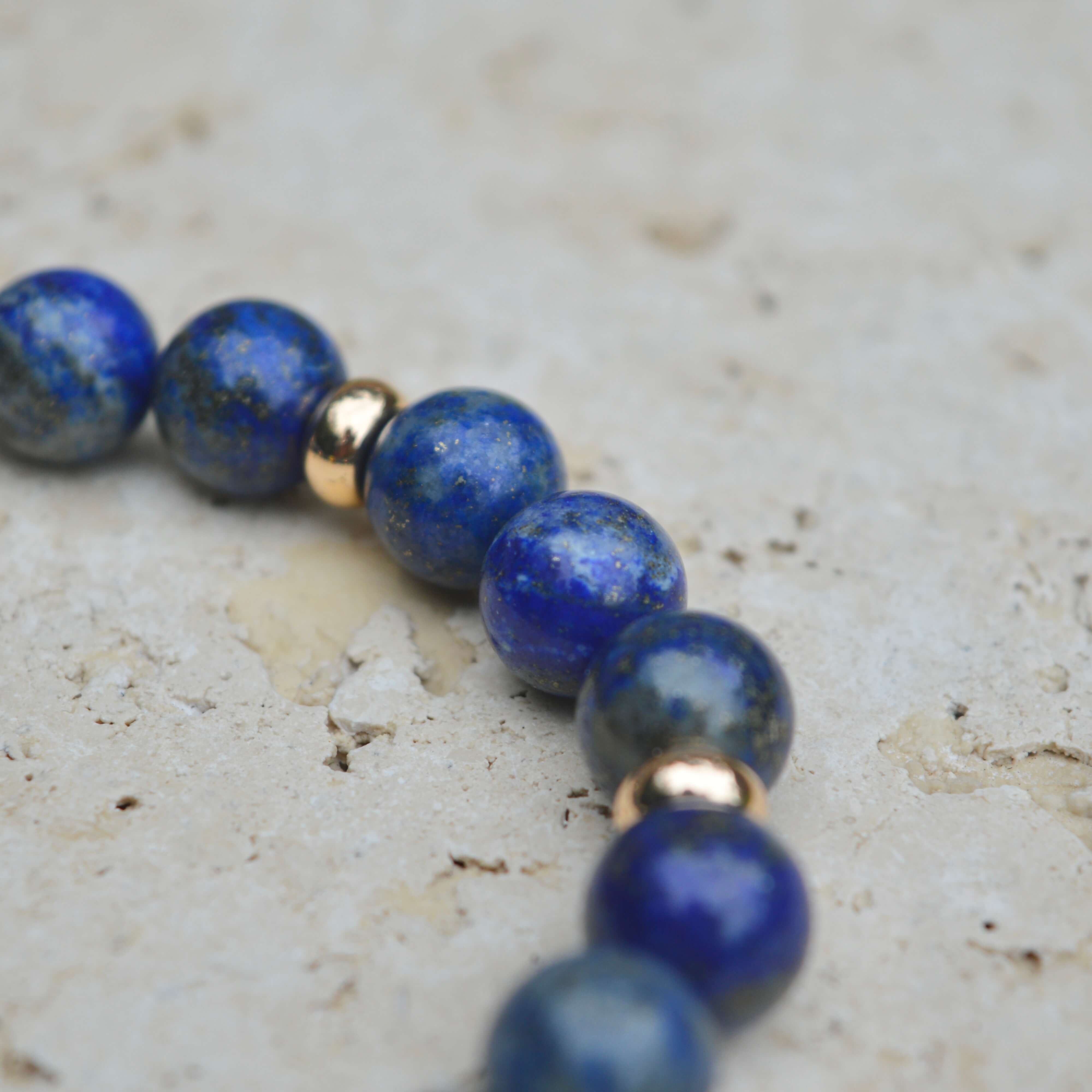 LAPIS LAZULI & GOLD BEADED BRACELET - HALCYON COLLECTION - Headless Nation