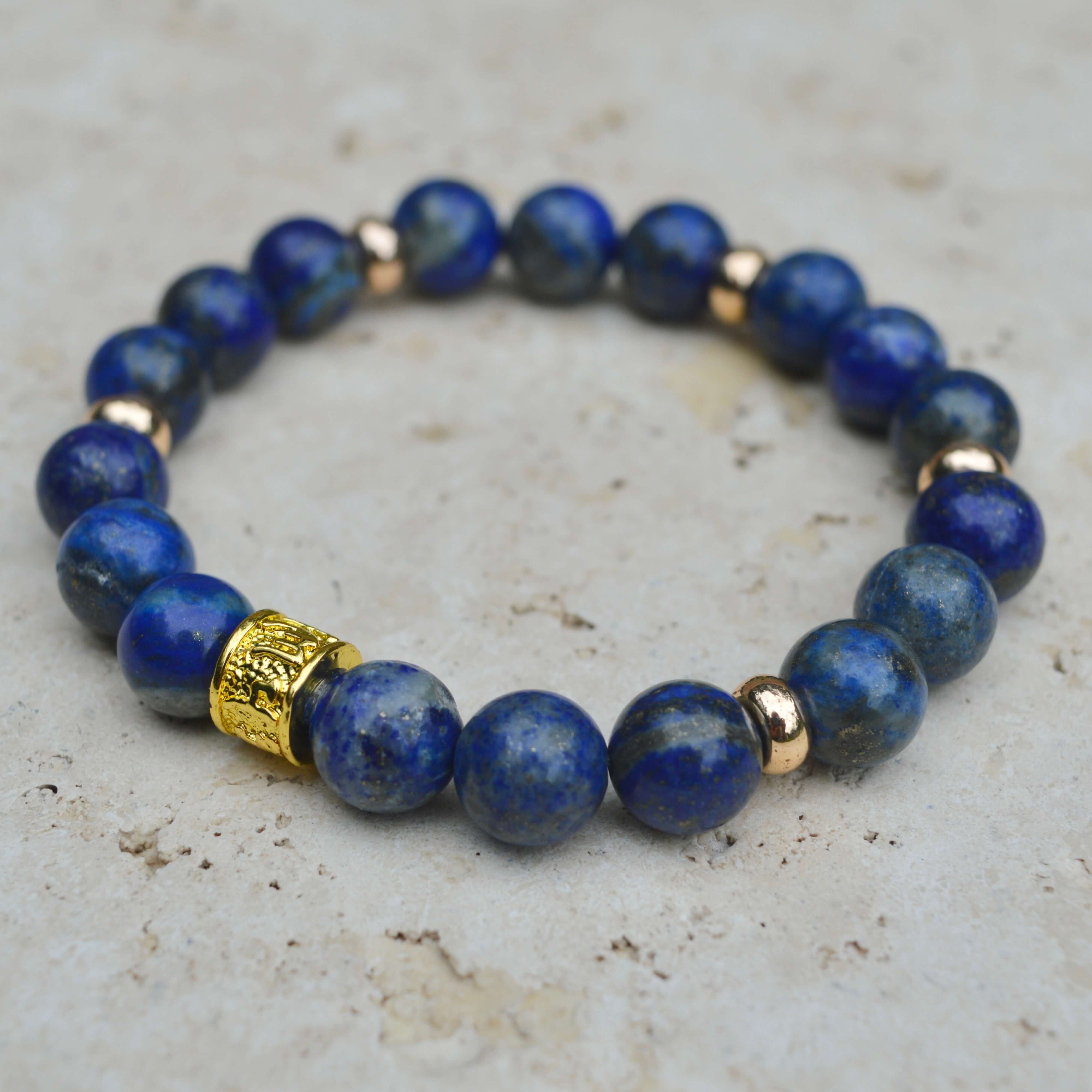 LAPIS LAZULI & GOLD BEADED BRACELET - HALCYON COLLECTION - Headless Nation