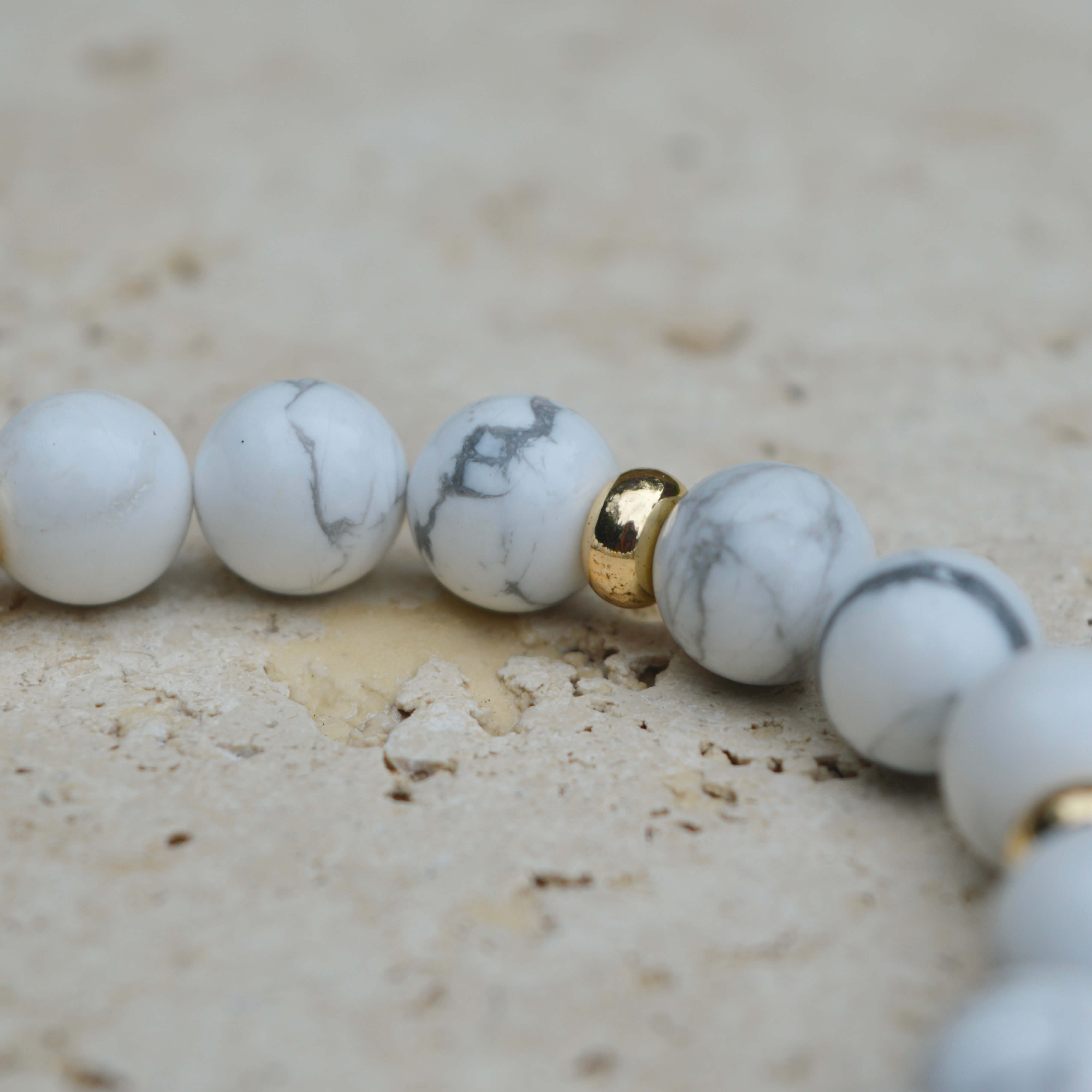 WHITE HOWLITE & GOLD BEADED BRACELET - HALCYON COLLECTION - Headless Nation