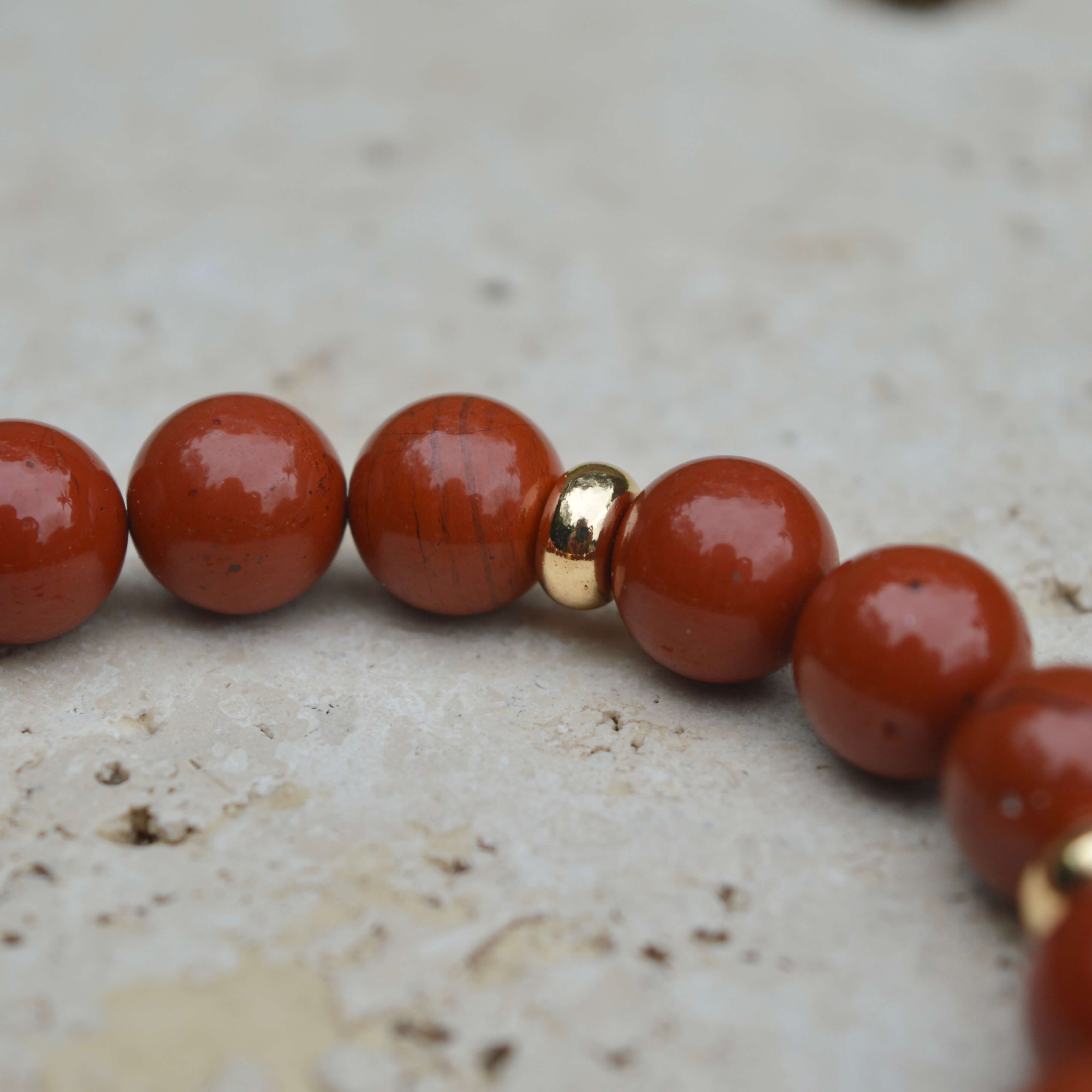 RED JASPER & GOLD BEADED BRACELET - HALCYON COLLECTION - Headless Nation