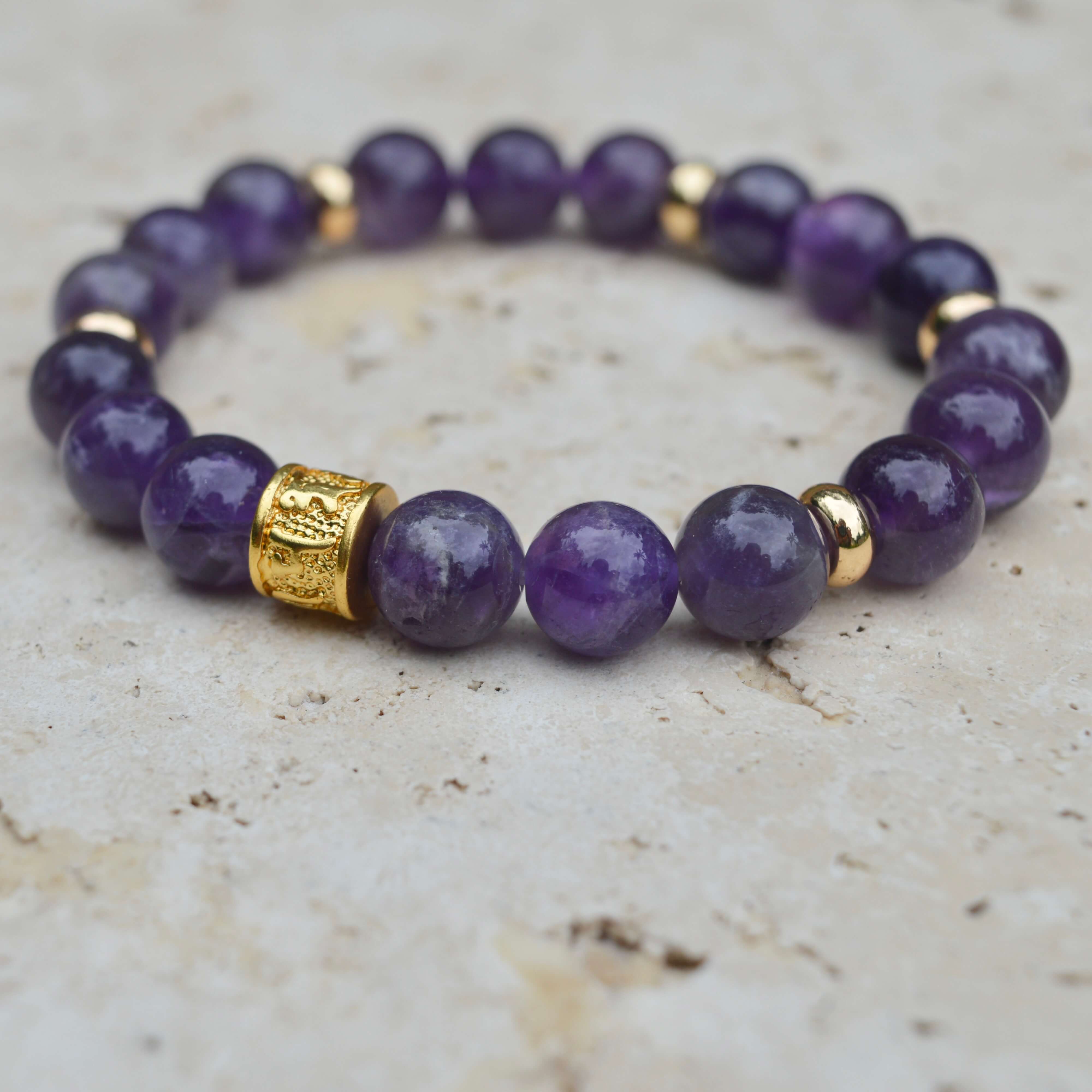 AMETHYST & GOLD BEADED BRACELET - HALCYON COLLECTION - Headless Nation