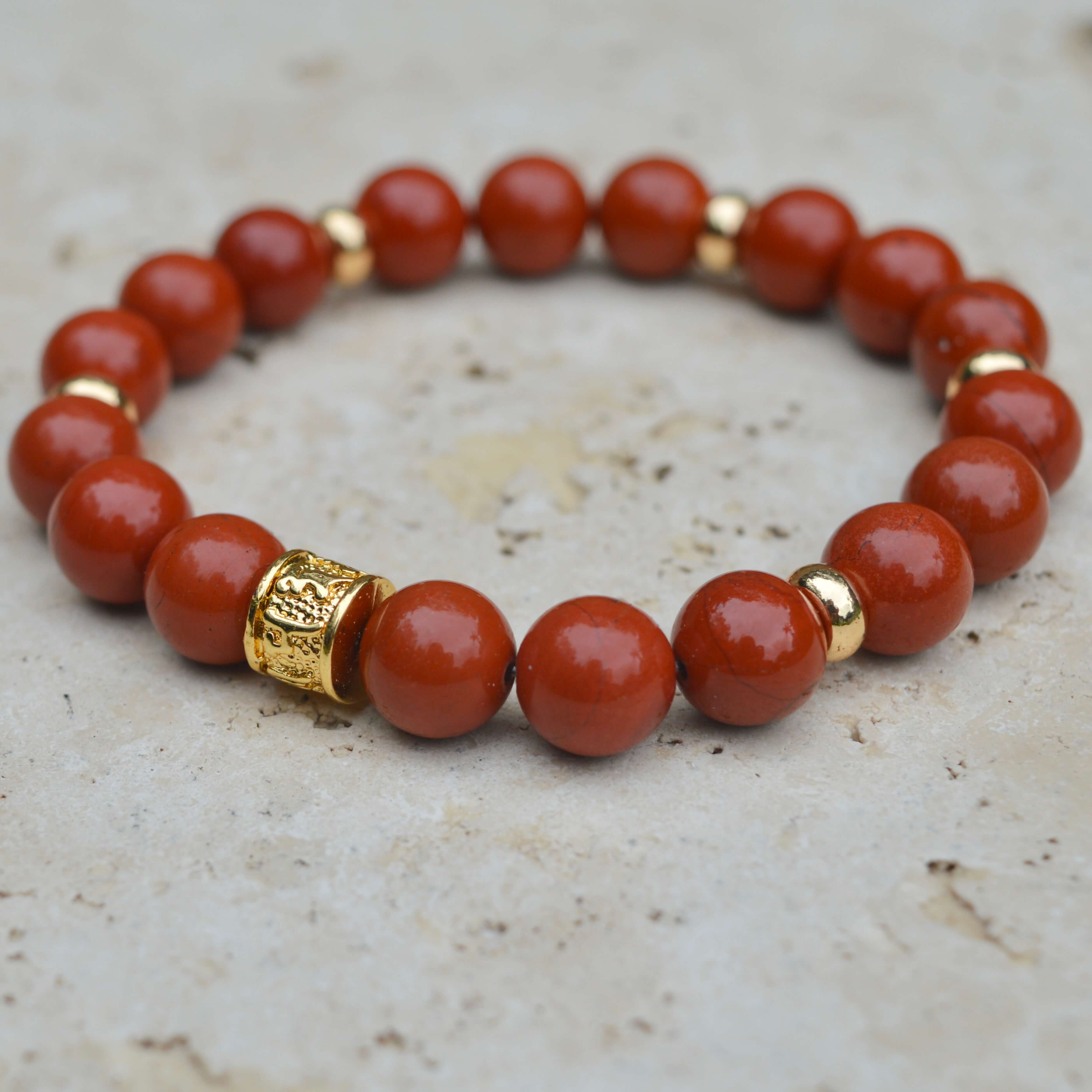 RED JASPER & GOLD BEADED BRACELET - HALCYON COLLECTION - Headless Nation