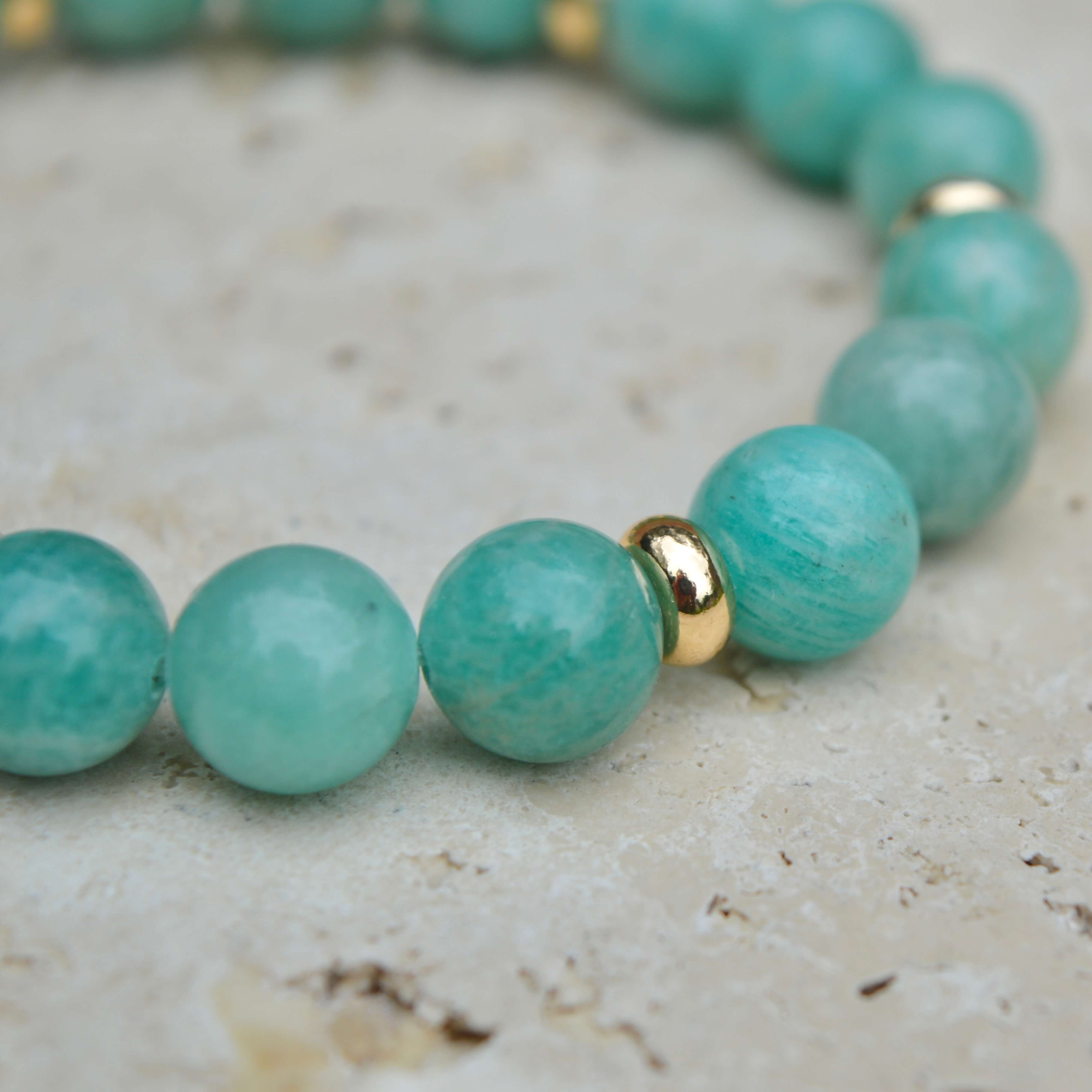 A GRADE AMAZONITE & GOLD BEADED BRACELET - HALCYON COLLECTION - Headless Nation