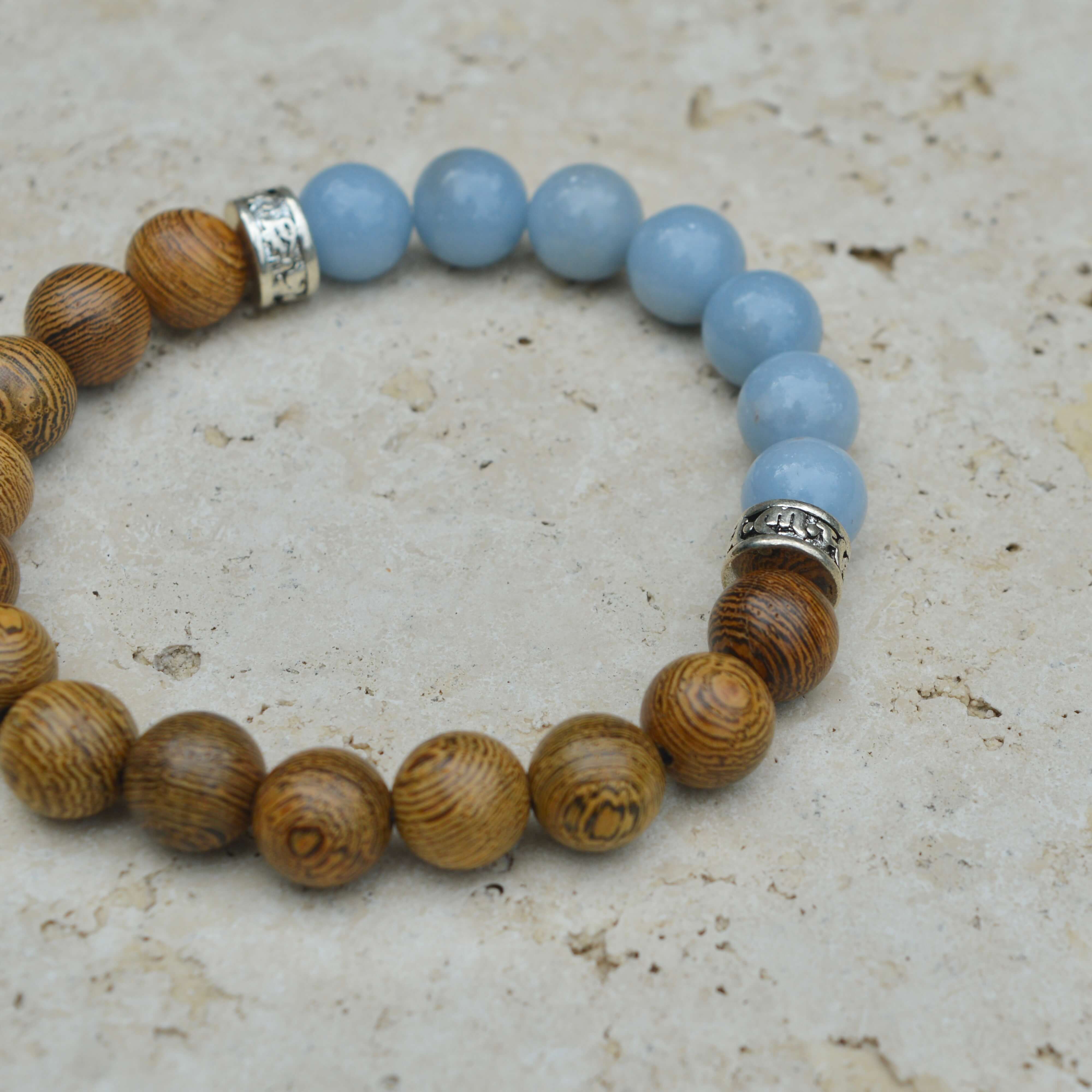 ANGELITE & WOOD BEADED BRACELET - Headless Nation