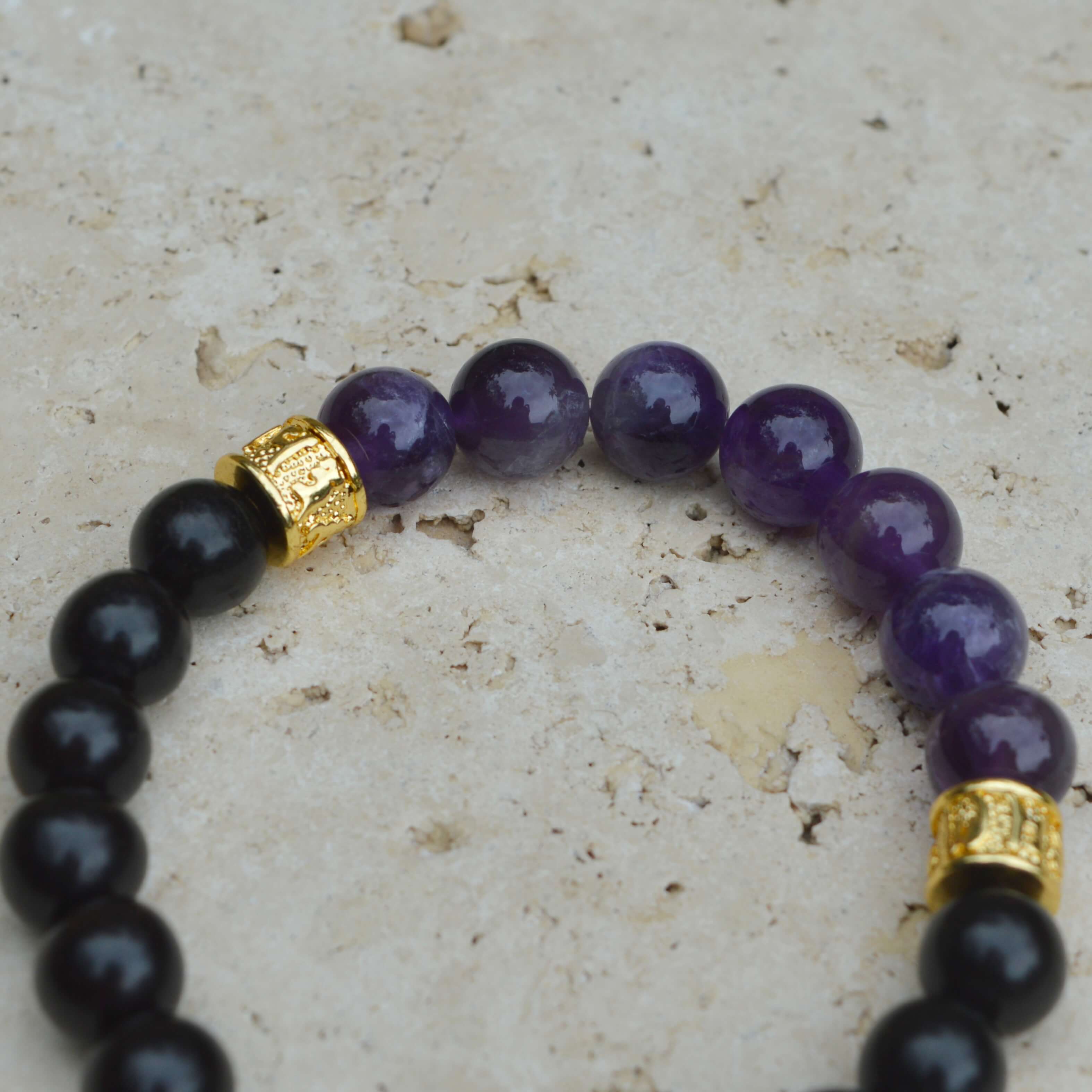 AMETHYST & EBONY WOODEN BEADED BRACELET - Headless Nation