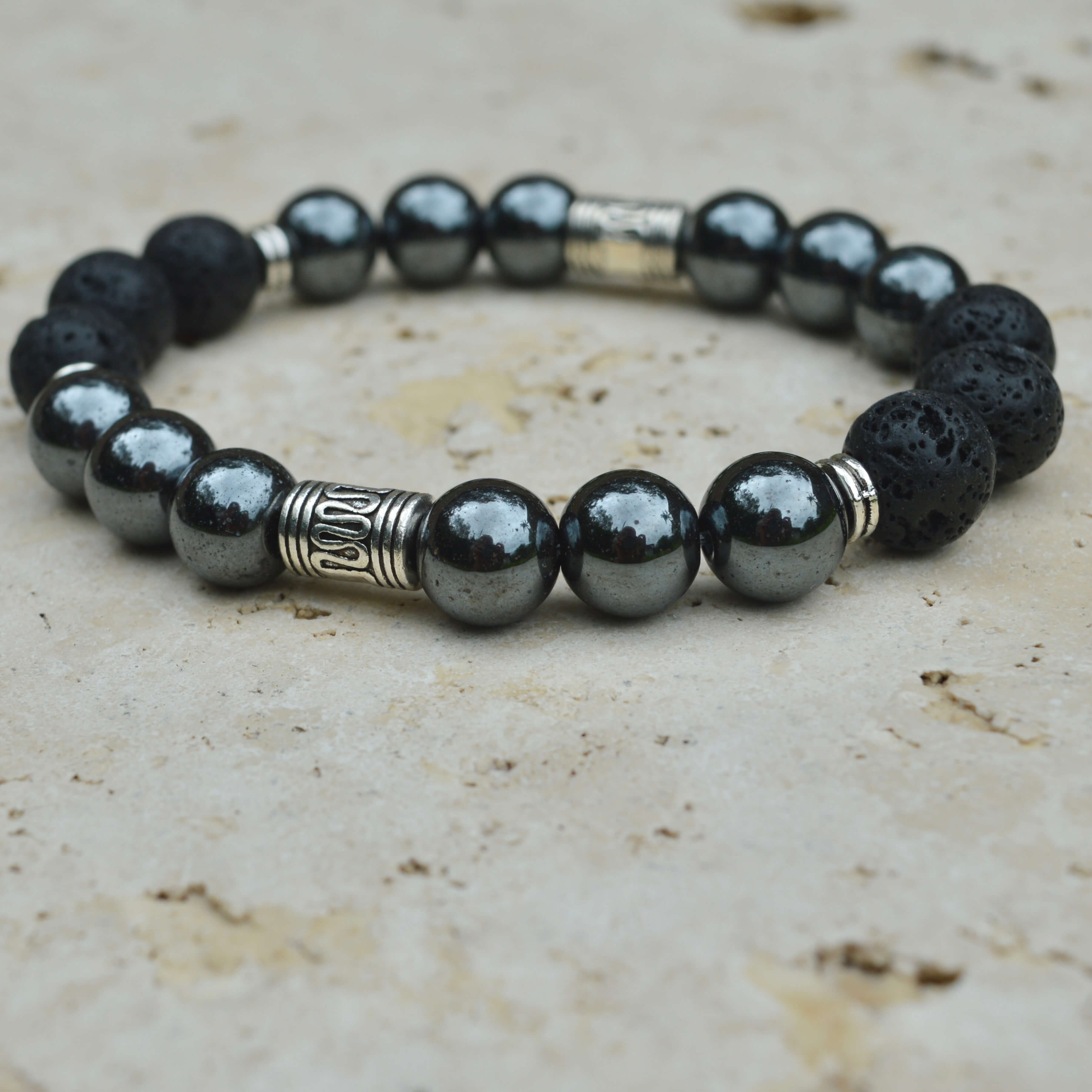 HEMATITE & LAVA STONE BEADED BRACELET - EXODUS COLLECTION - Headless Nation
