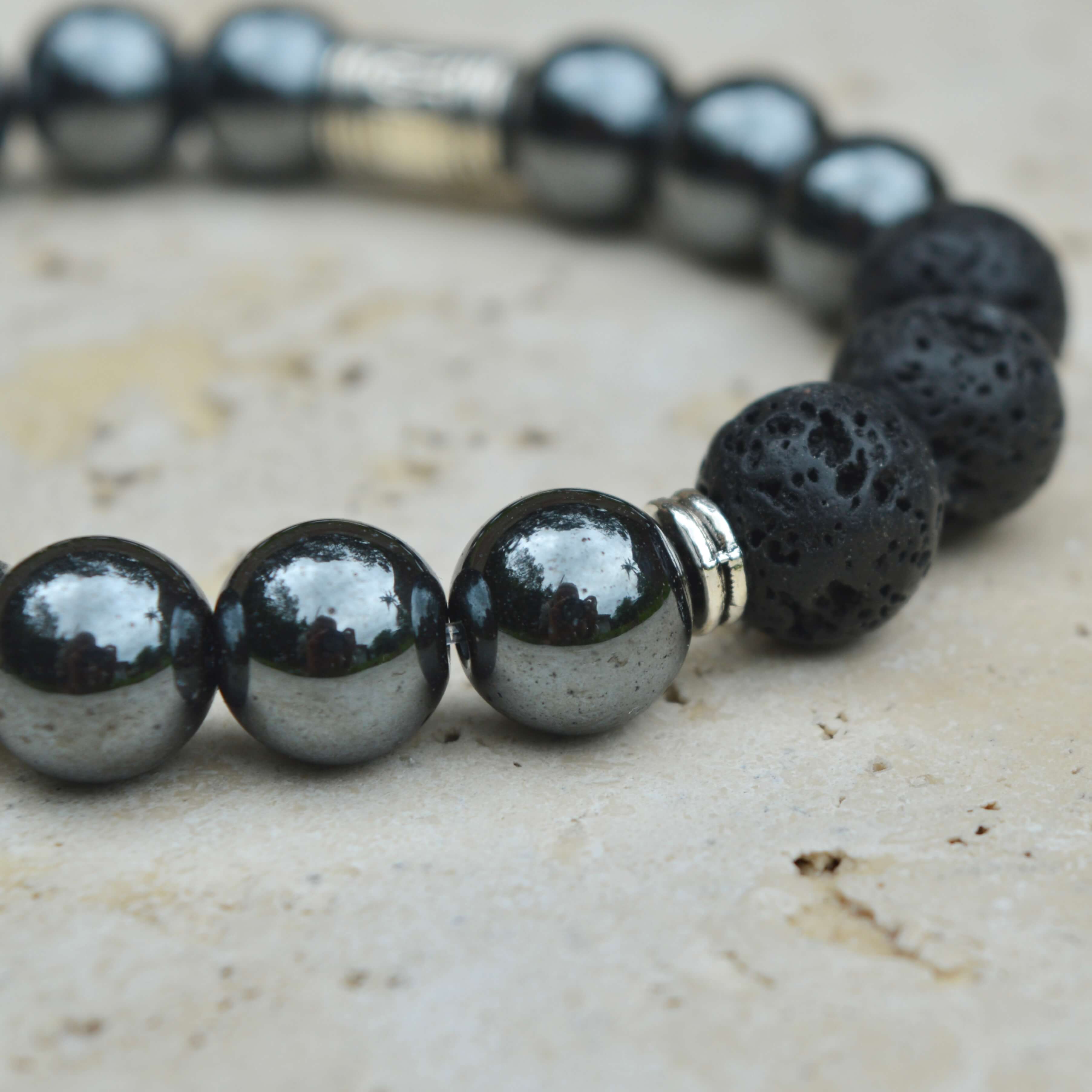 HEMATITE & LAVA STONE BEADED BRACELET - EXODUS COLLECTION - Headless Nation