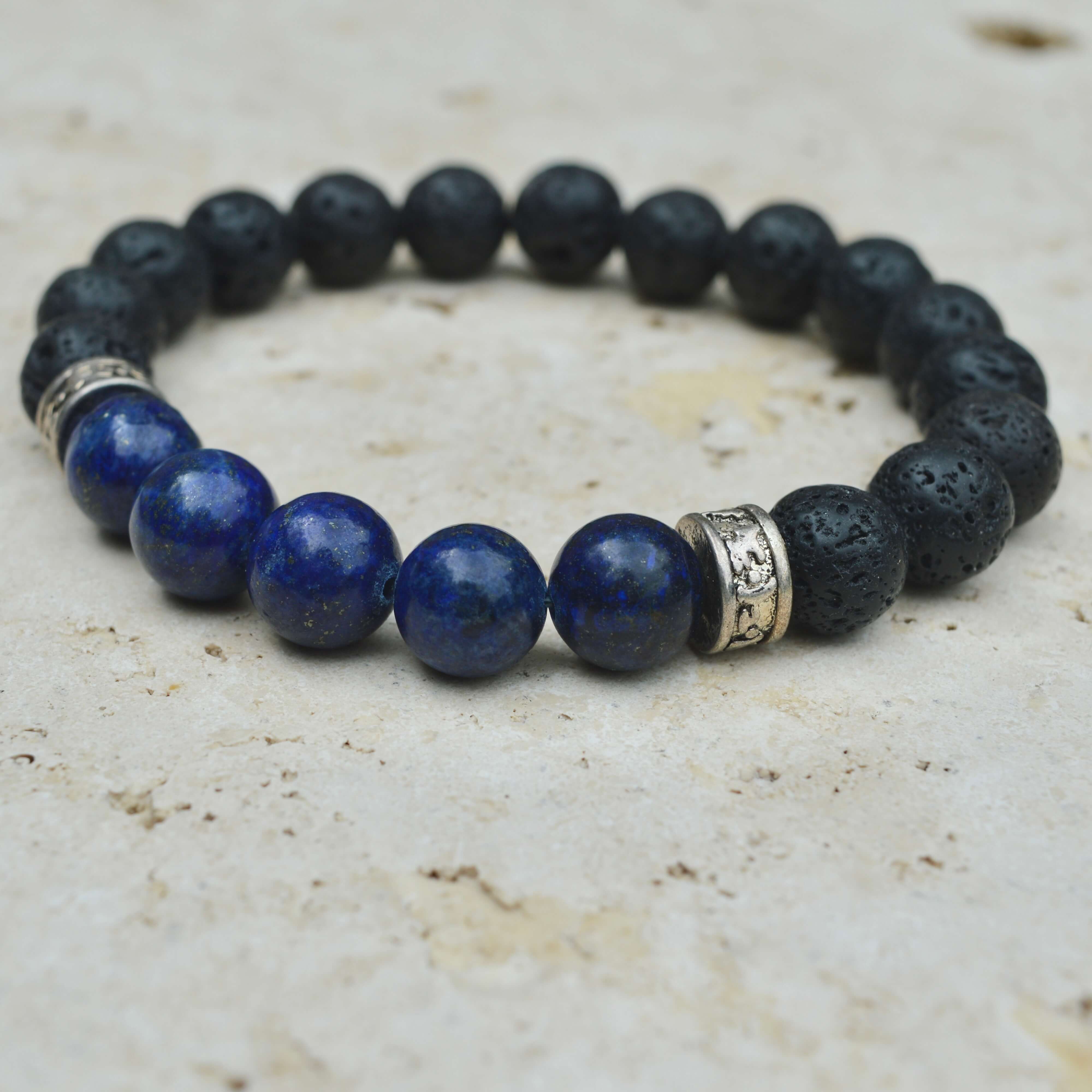 LAPIS LAUZULI & LAVA STONE BEADED BRACELET - PANCA COLLECTION - Headless Nation