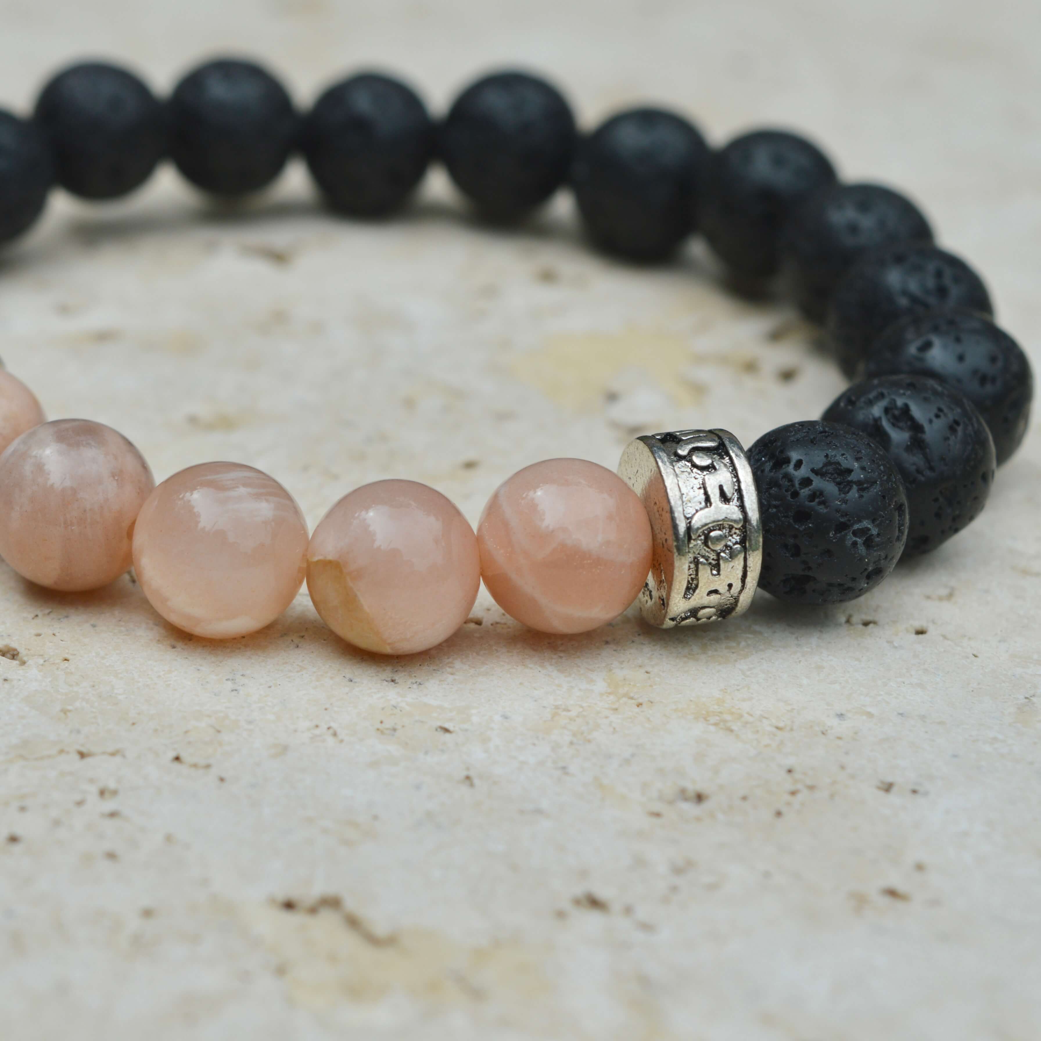 SUNSTONE & LAVA STONE BEADED BRACELET - PANCA COLLECTION - Headless Nation