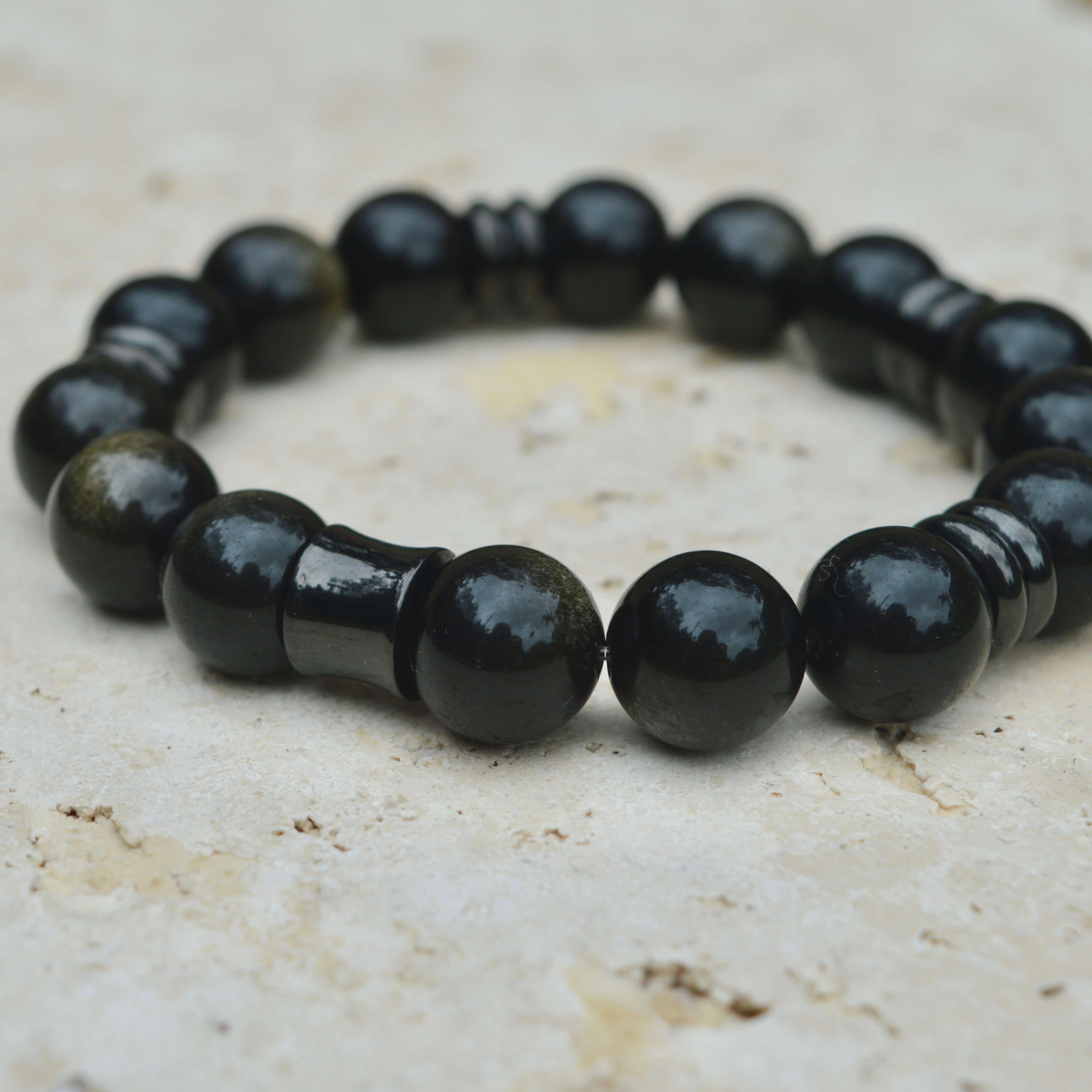 OBSIDIAN BEADED BRACELET- NERO COLLECTION - Headless Nation