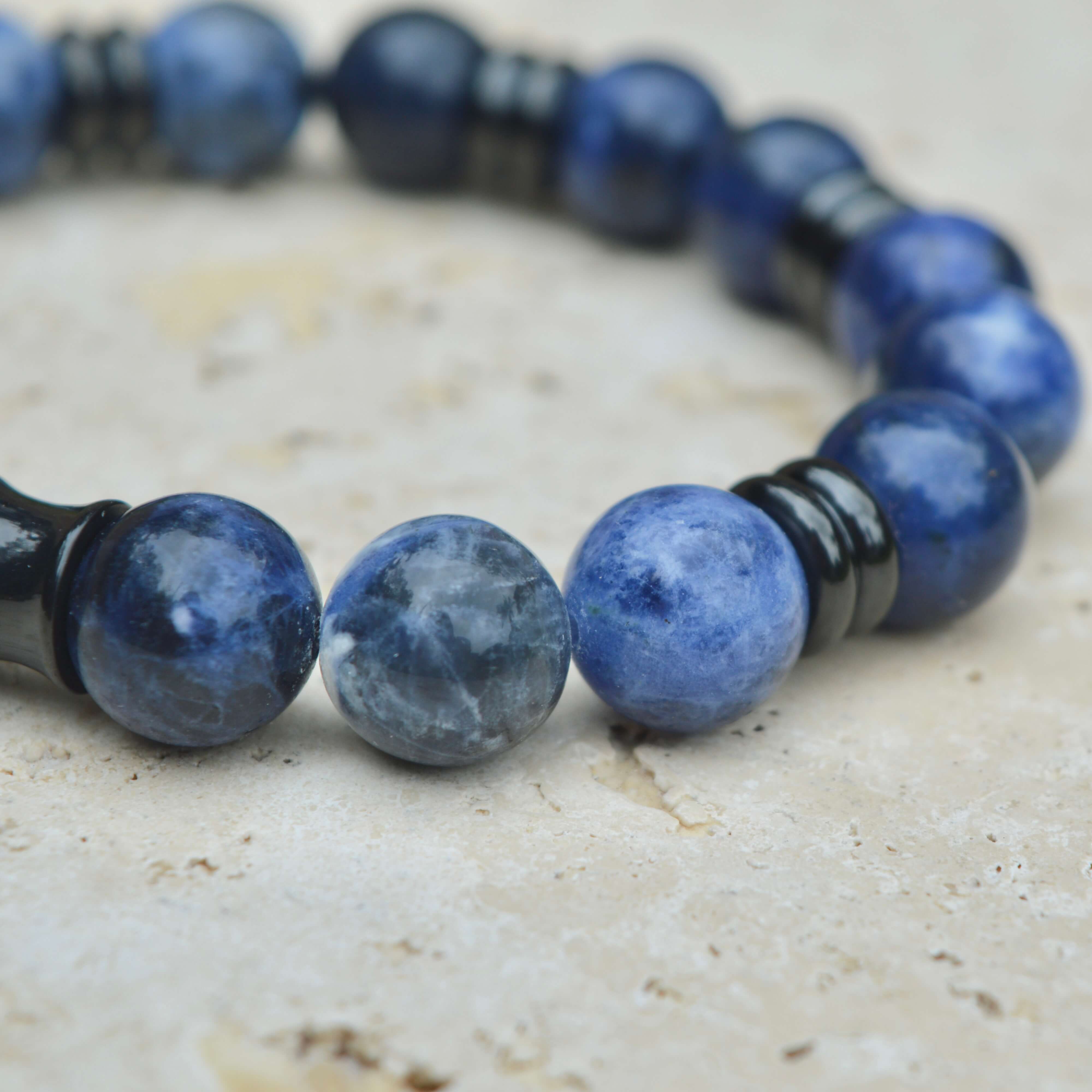 SODALITE BEADED BRACELET- NERO COLLECTION - Headless Nation