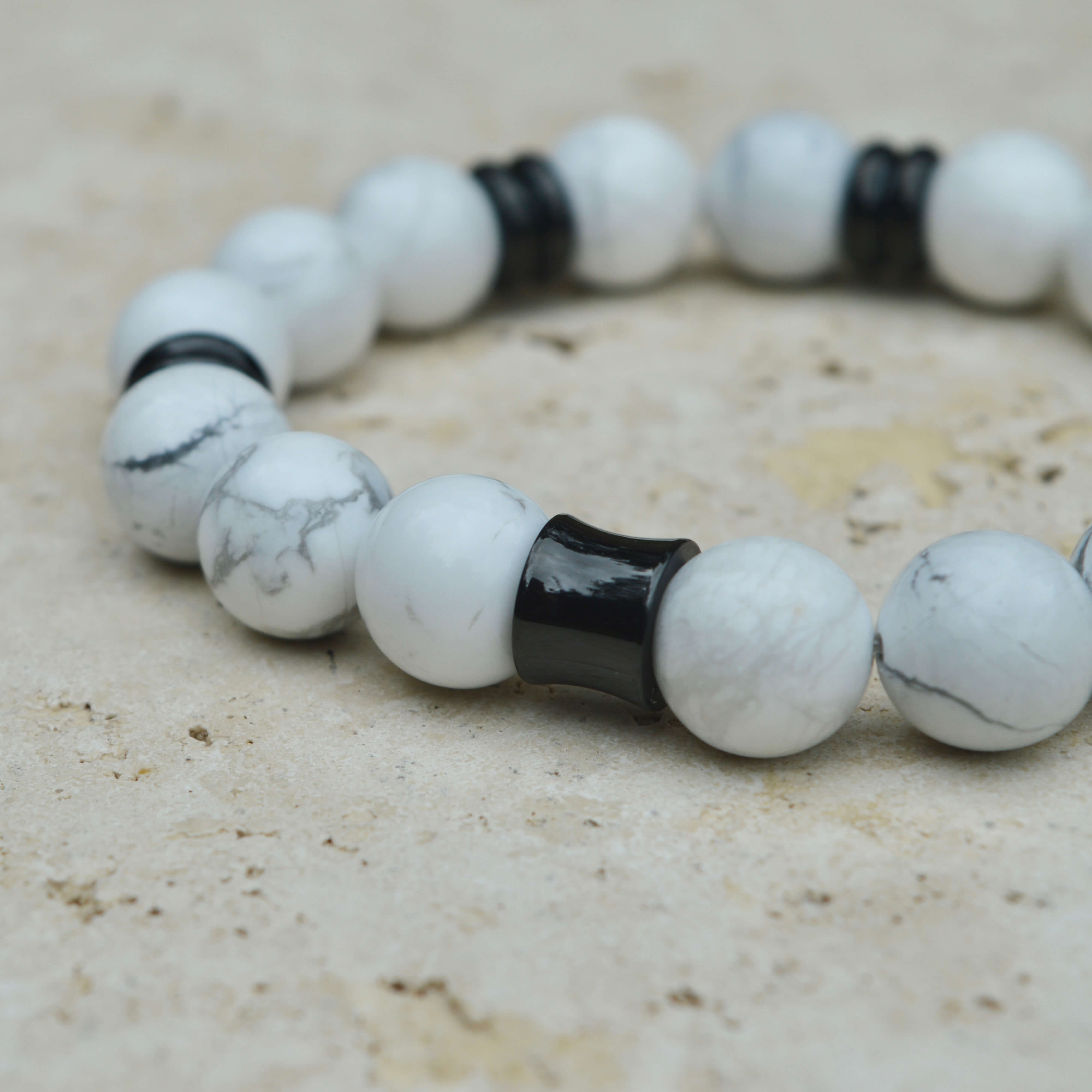 WHITE HOWLITE BEADED BRACELET- NERO COLLECTION - Headless Nation