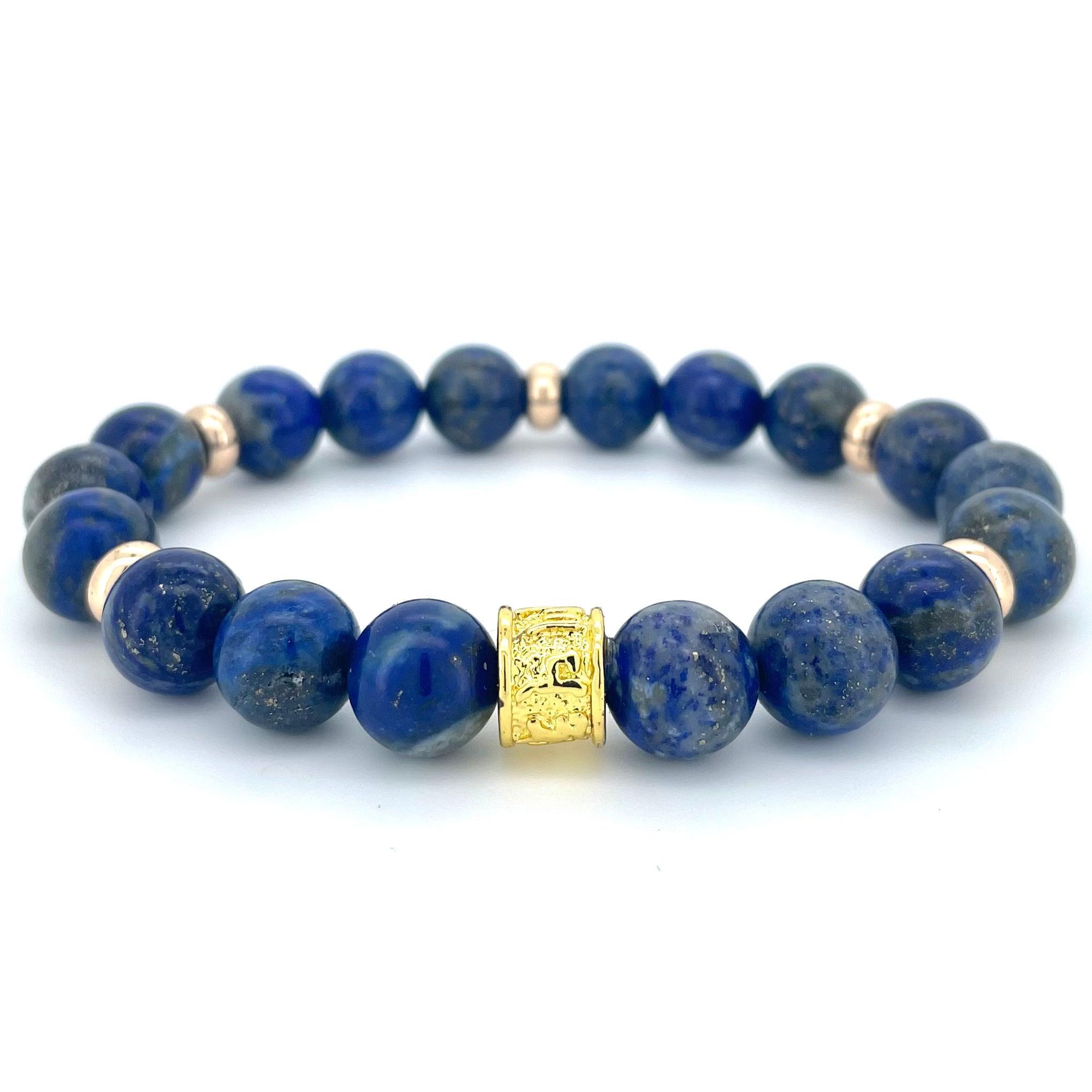 LAPIS LAZULI & GOLD BEADED BRACELET - HALCYON COLLECTION - Headless Nation