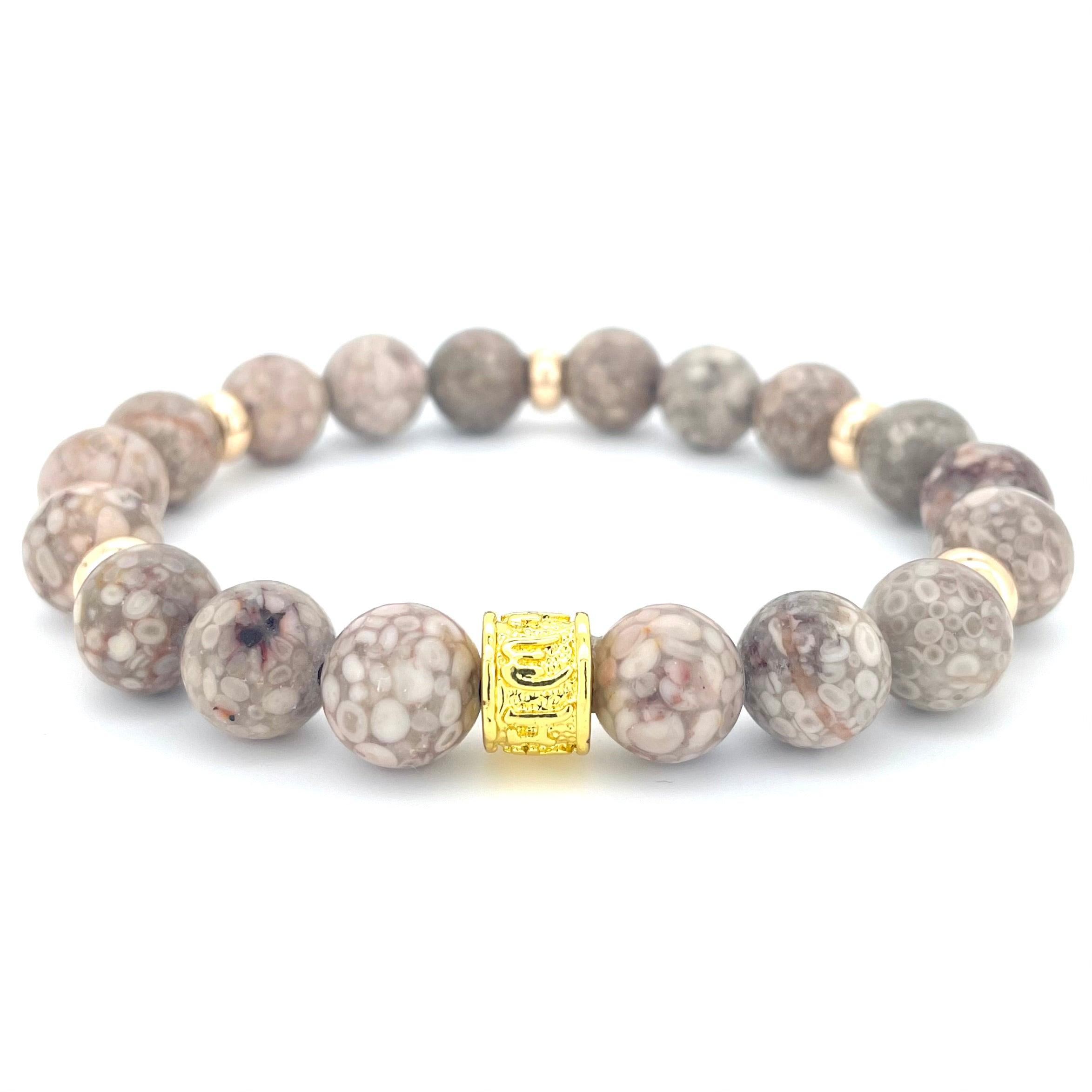 MEDECINE STONE & GOLD BEADED BRACELET - HALCYON COLLECTION - Headless Nation