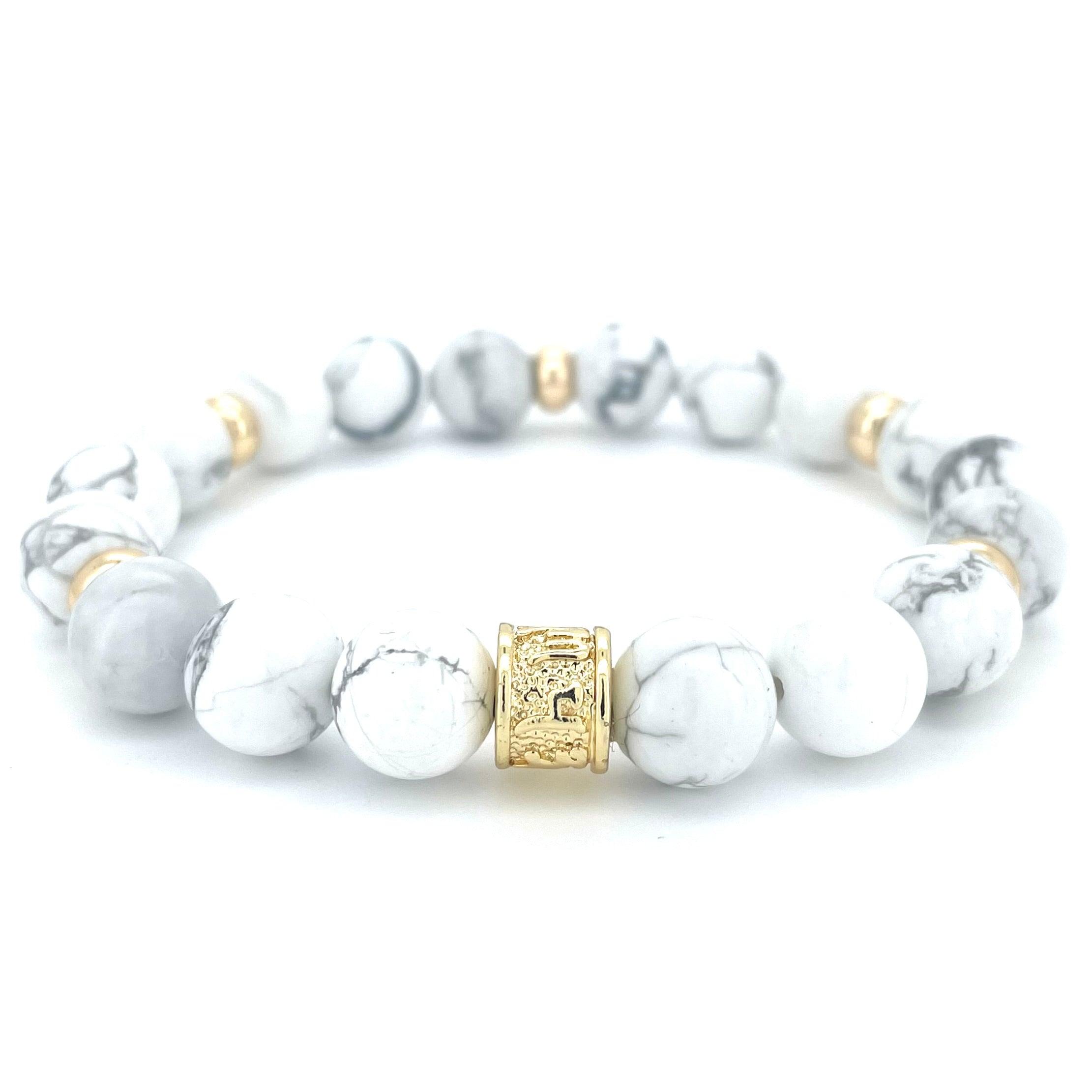 WHITE HOWLITE & GOLD BEADED BRACELET - HALCYON COLLECTION - Headless Nation