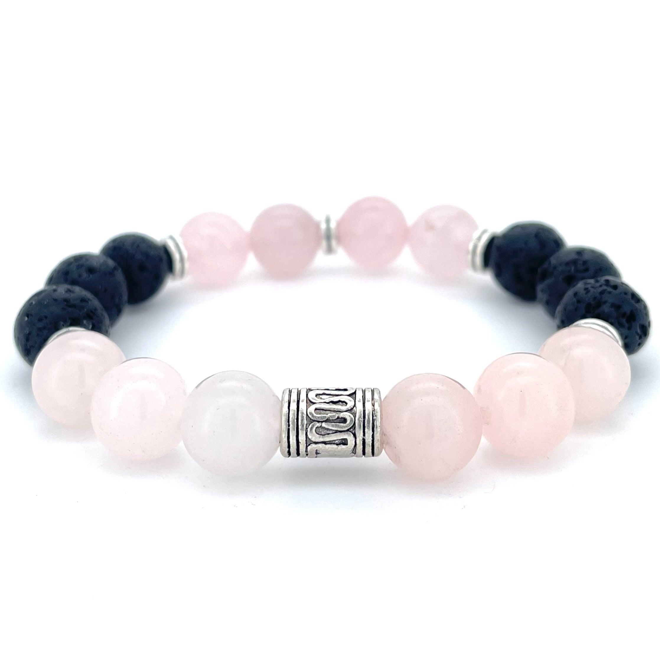 ROSE QUARTZ & LAVA STONE BEADED BRACELET - EXODUS COLLECTION - Headless Nation