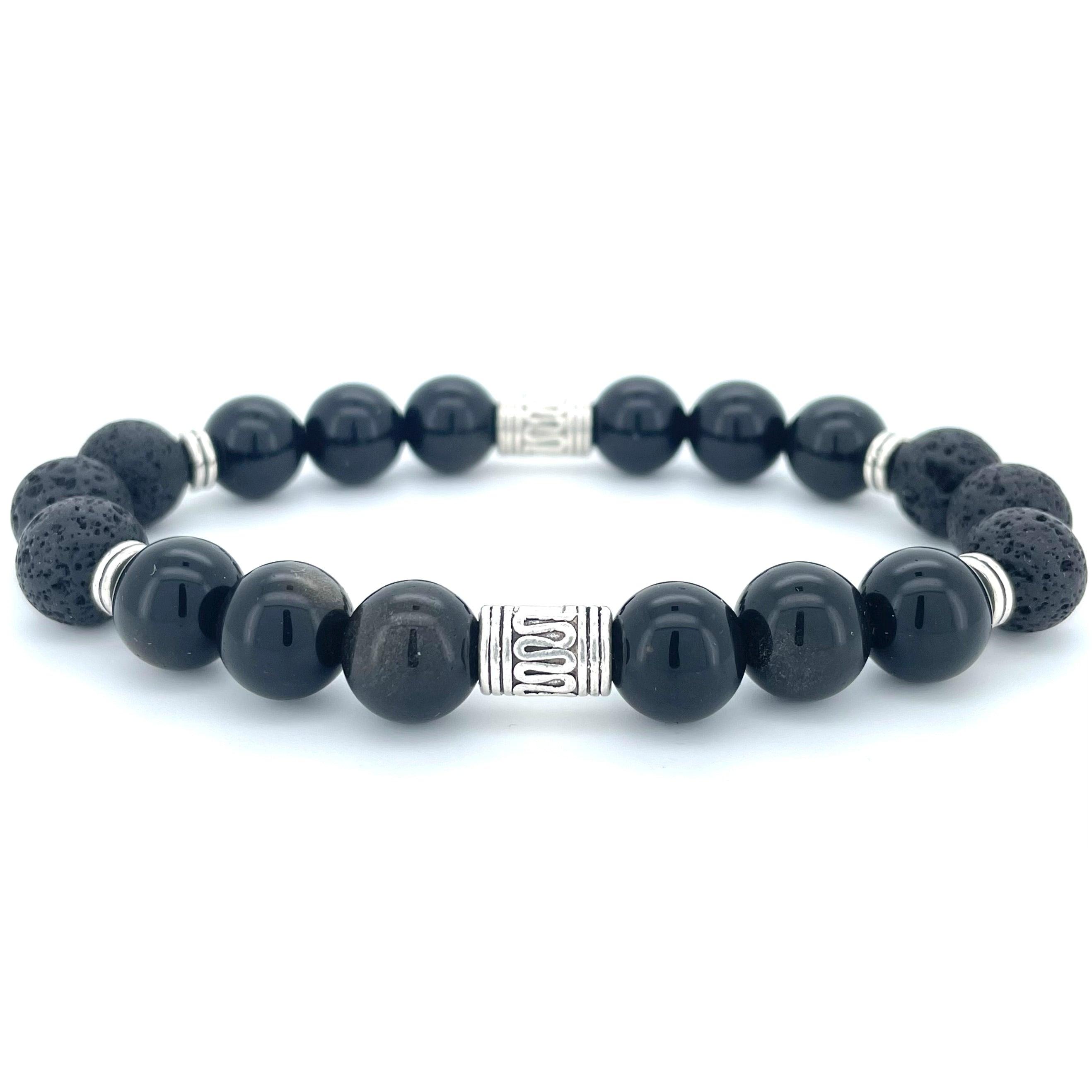 OBSIDIAN & LAVA STONE BEADED BRACELET - EXODUS COLLECTION - Headless Nation