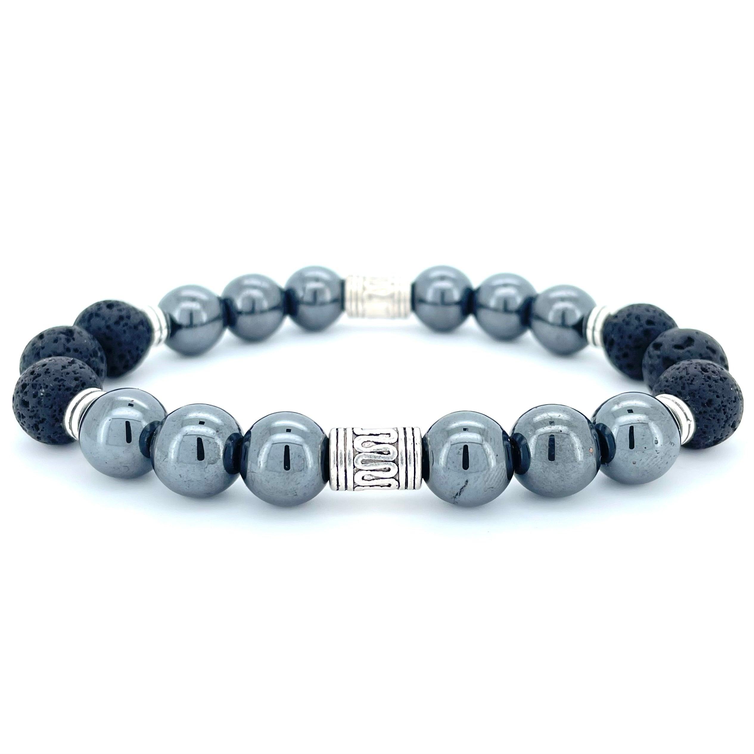 HEMATITE & LAVA STONE BEADED BRACELET - EXODUS COLLECTION - Headless Nation