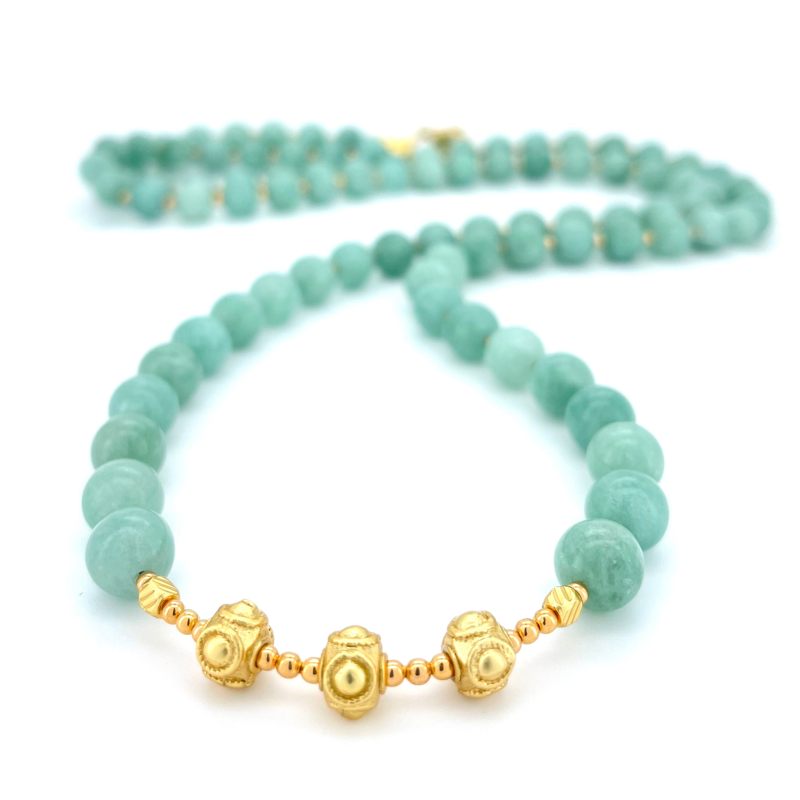 LONG Jade & Gold BEADED NECKLACE - Headless Nation