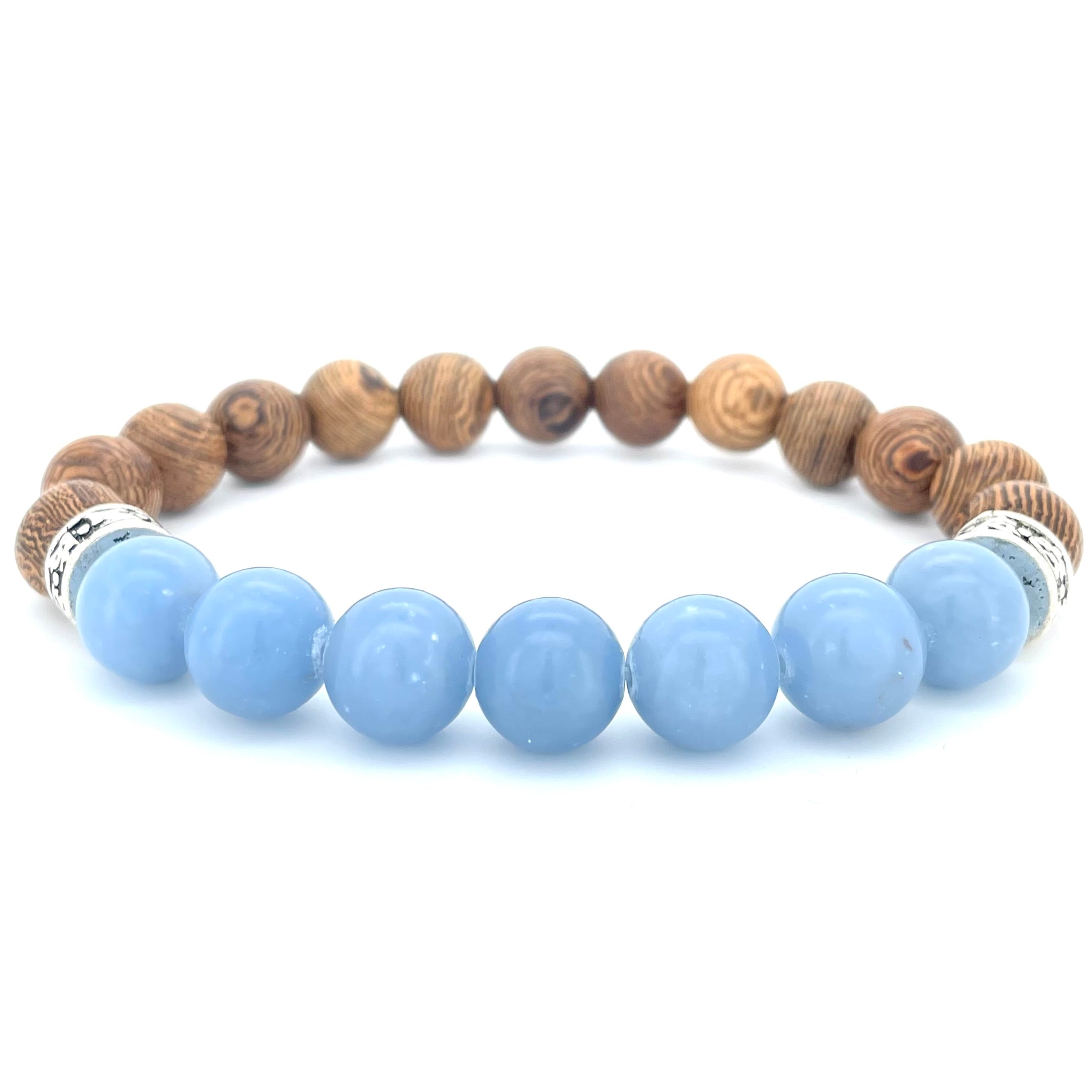 ANGELITE & WOOD BEADED BRACELET - Headless Nation