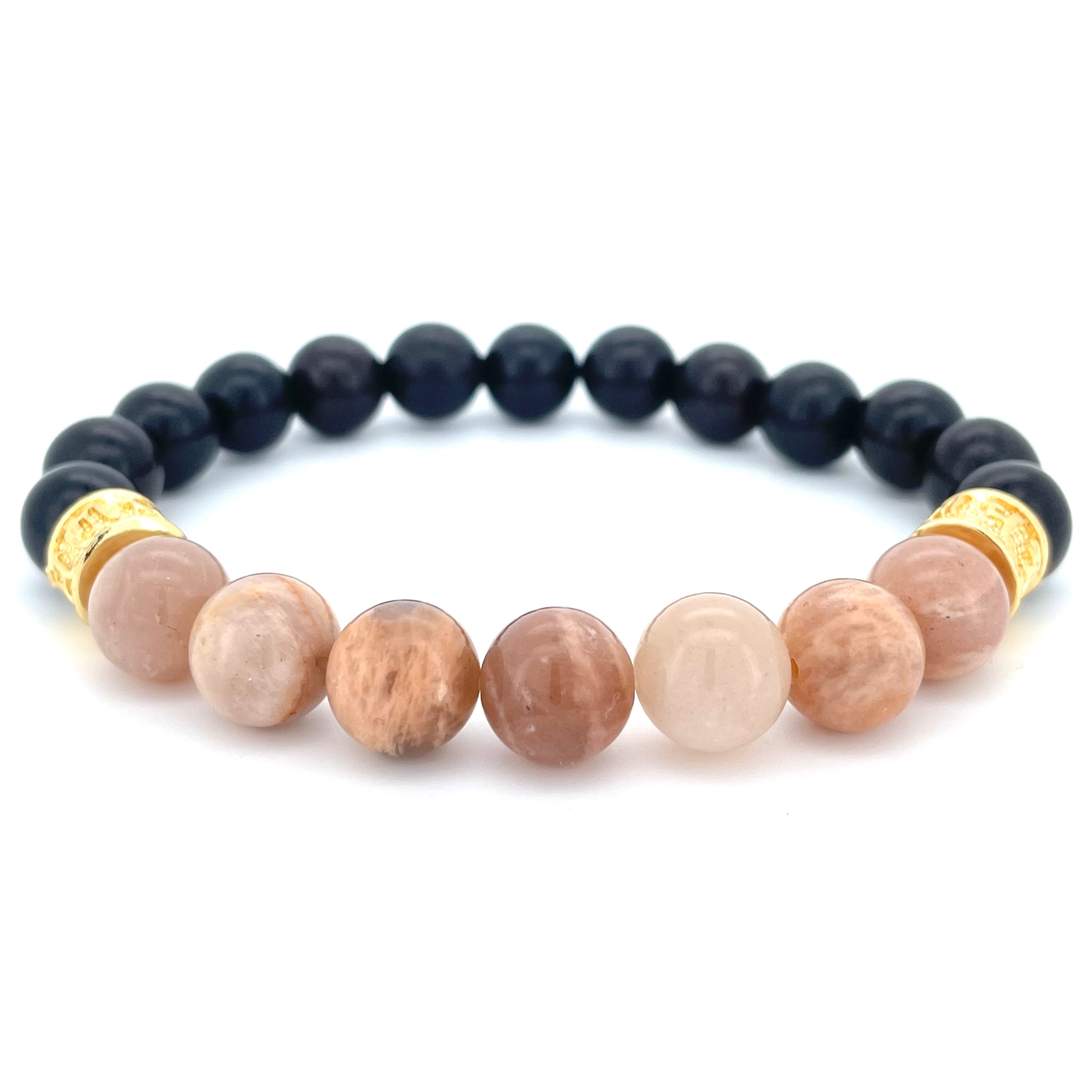 SUN STONE & EBONY WOODEN BEADED BRACELET - Headless Nation