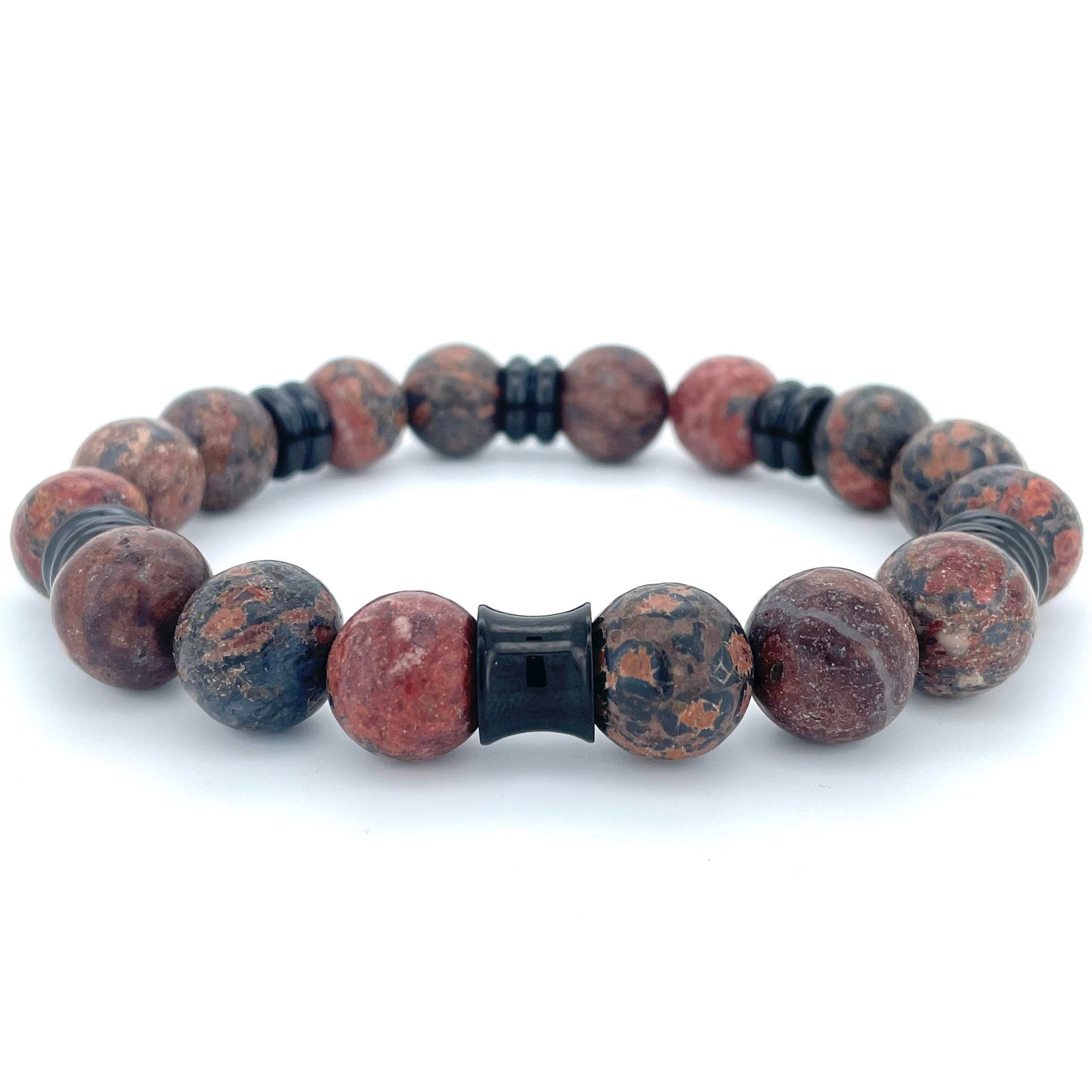 LEOPARD SKIN JASPER BEADED BRACELET- NERO COLLECTION - Headless Nation