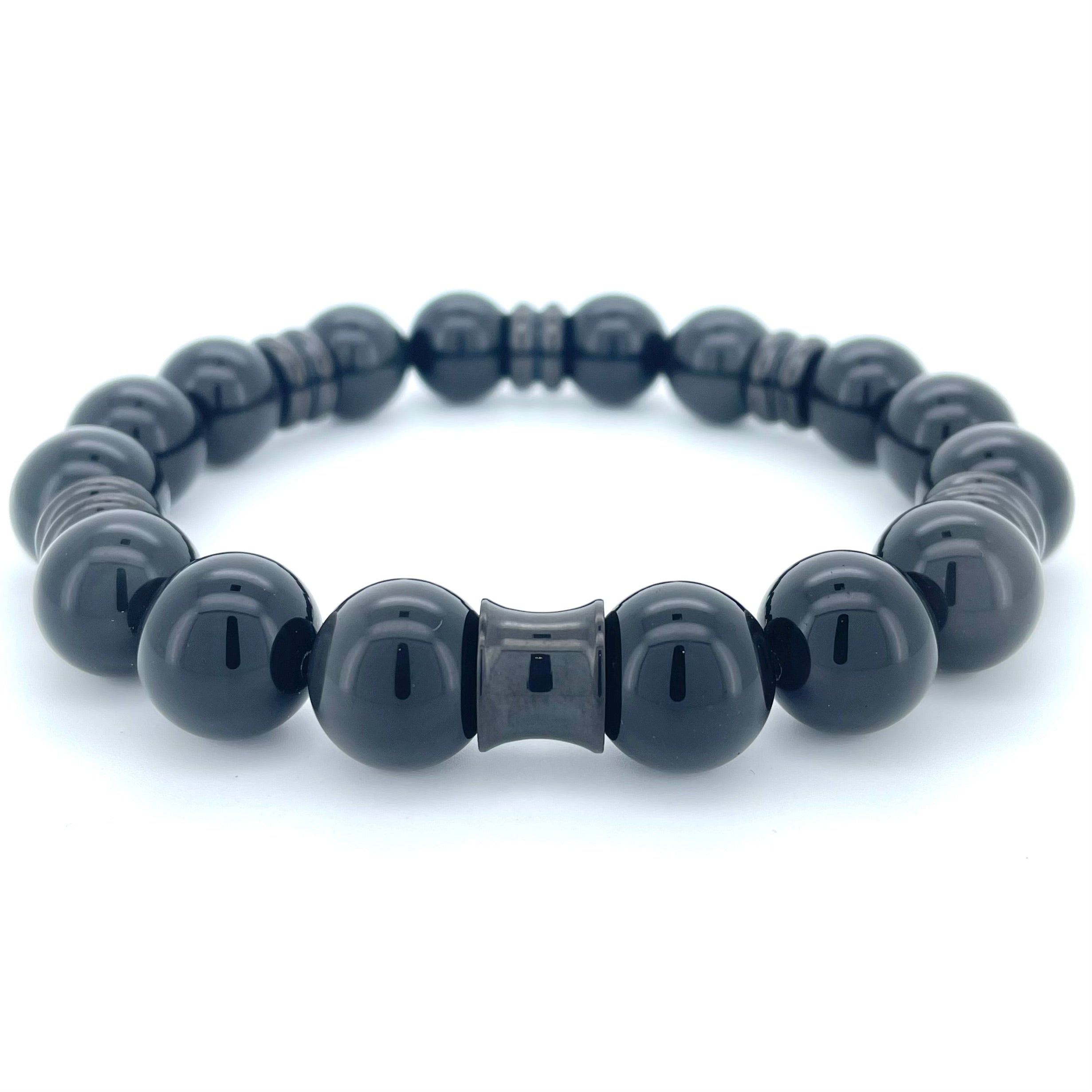 OBSIDIAN BEADED BRACELET- NERO COLLECTION - Headless Nation