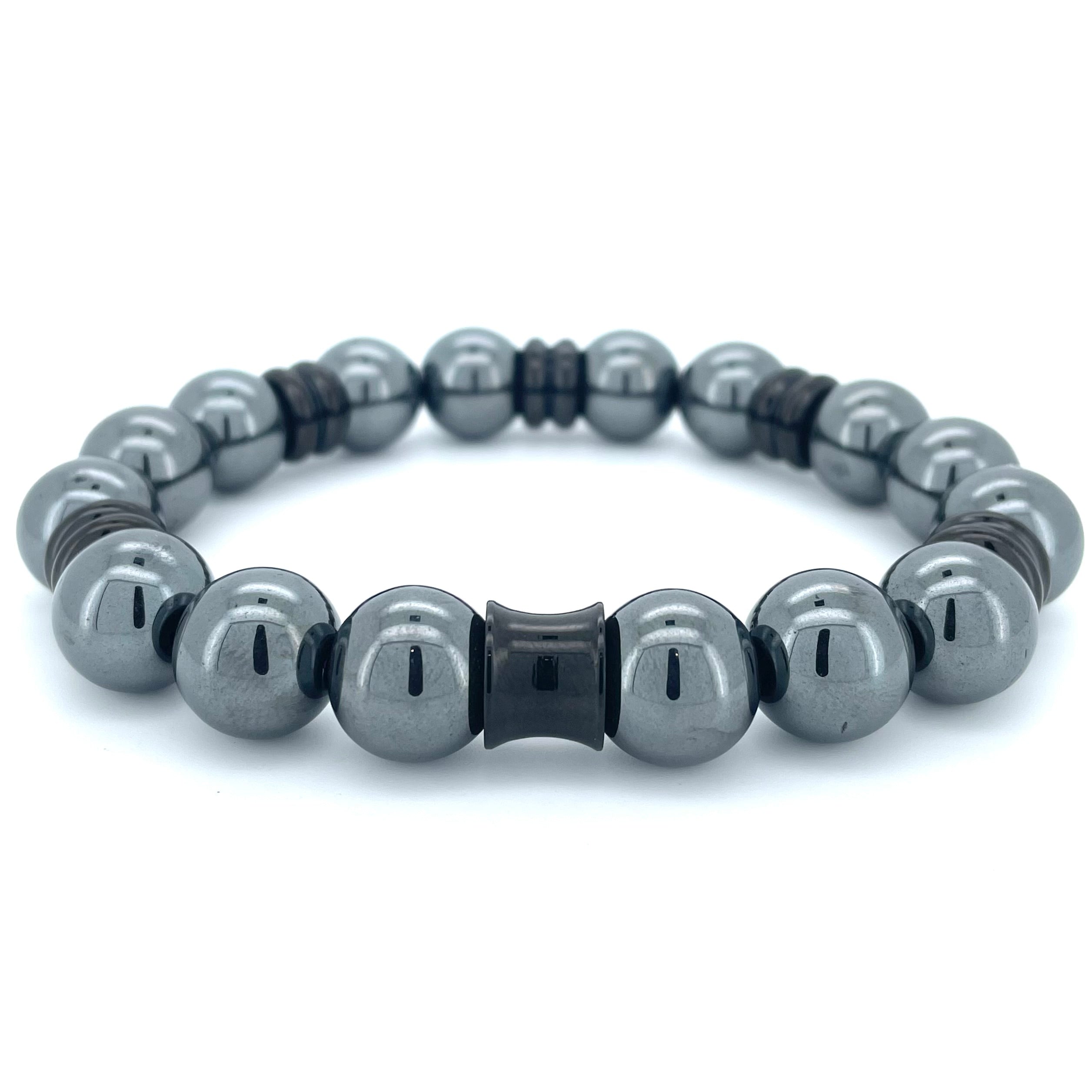 HEMATITE BEADED BRACELET- NERO COLLECTION - Headless Nation