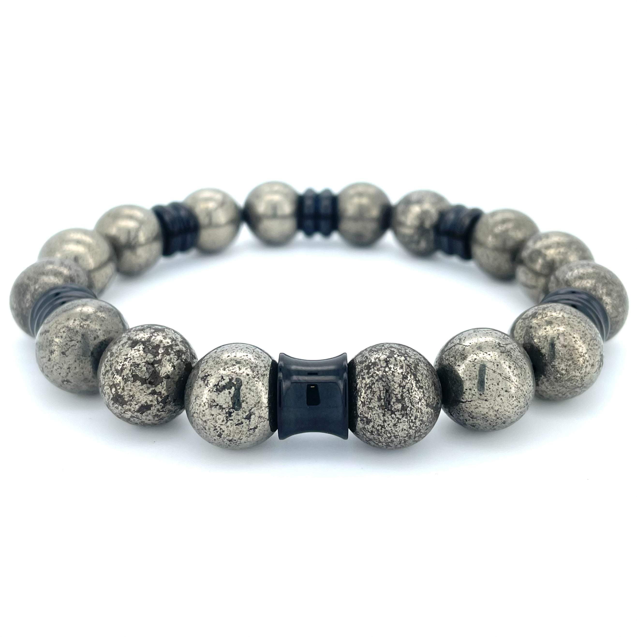 PYRITE BEADED BRACELET- NERO COLLECTION - Headless Nation