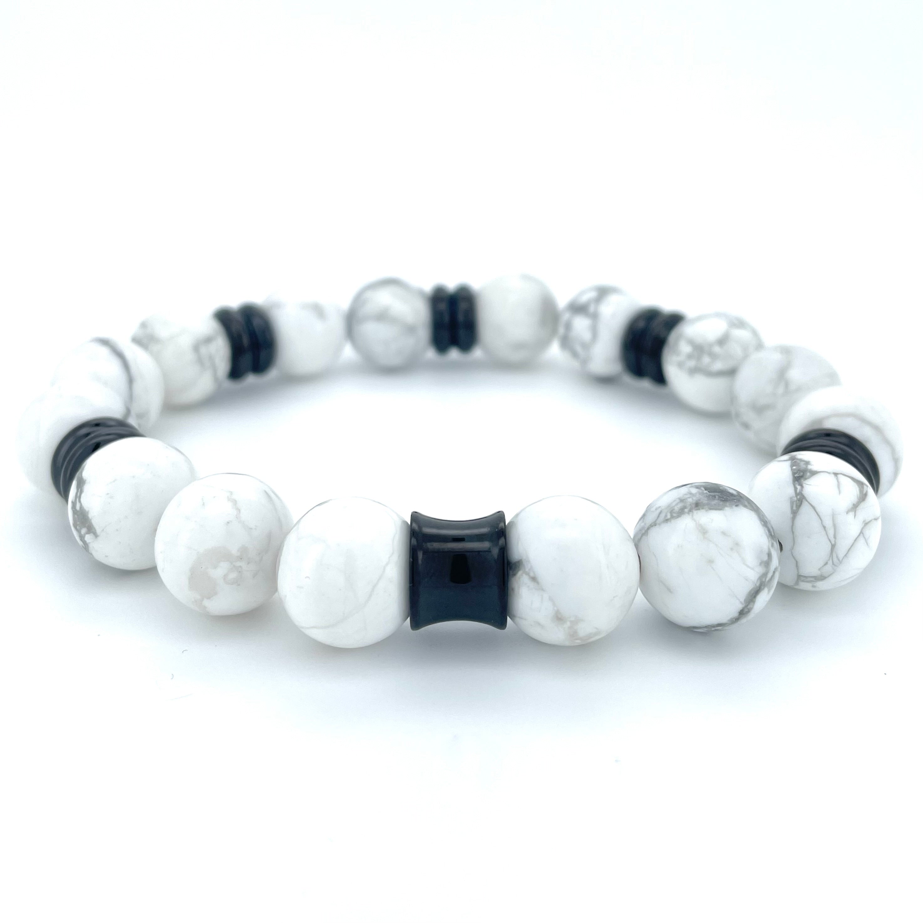 WHITE HOWLITE BEADED BRACELET- NERO COLLECTION - Headless Nation