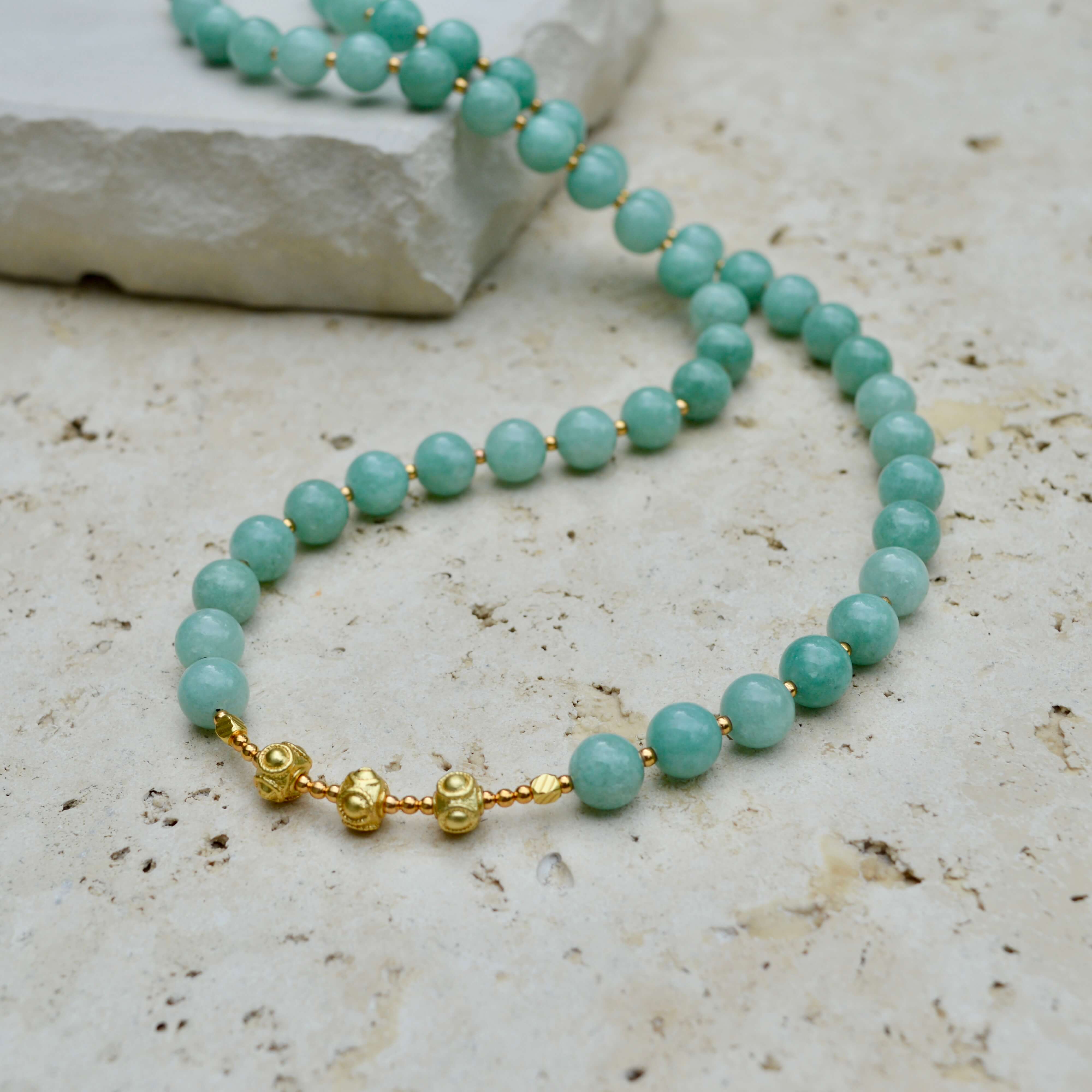 LONG Jade & Gold BEADED NECKLACE - Headless Nation