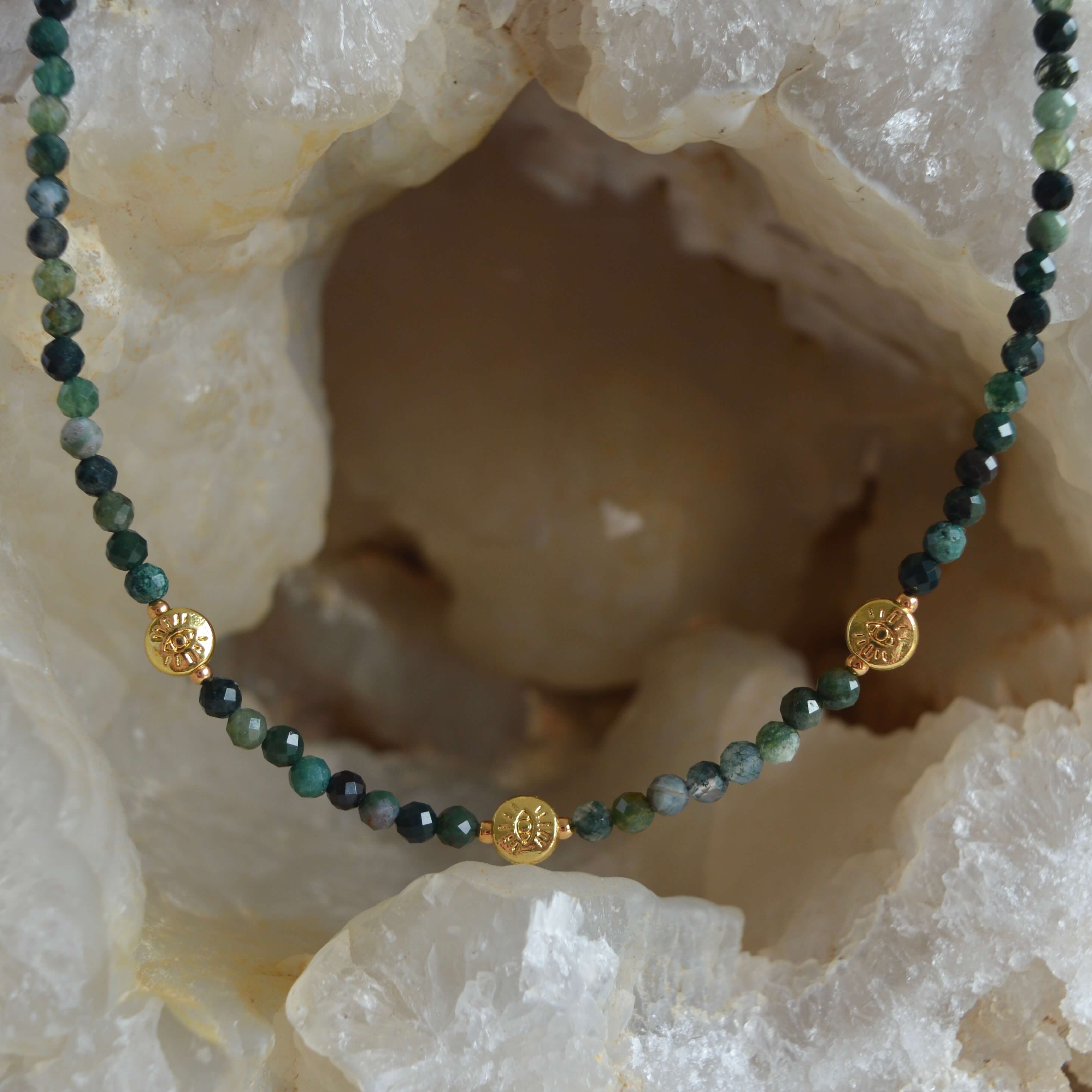 LIMITED EDITION- THE DAINTY- EYES- Dark Moss Agate- NECKLACE - Headless Nation