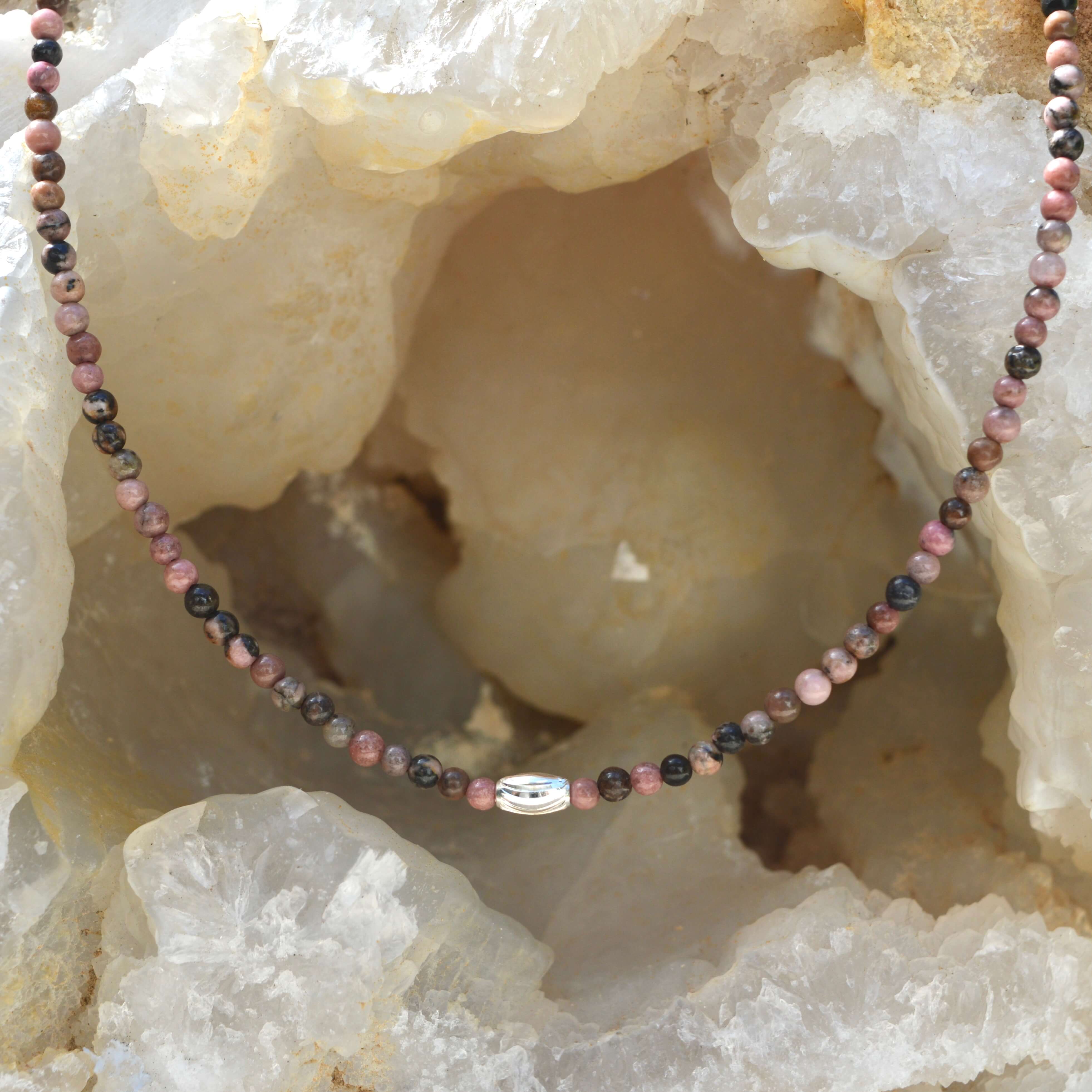 THE DAINTY- Silver- Rhodonite- NECKLACE - Headless Nation