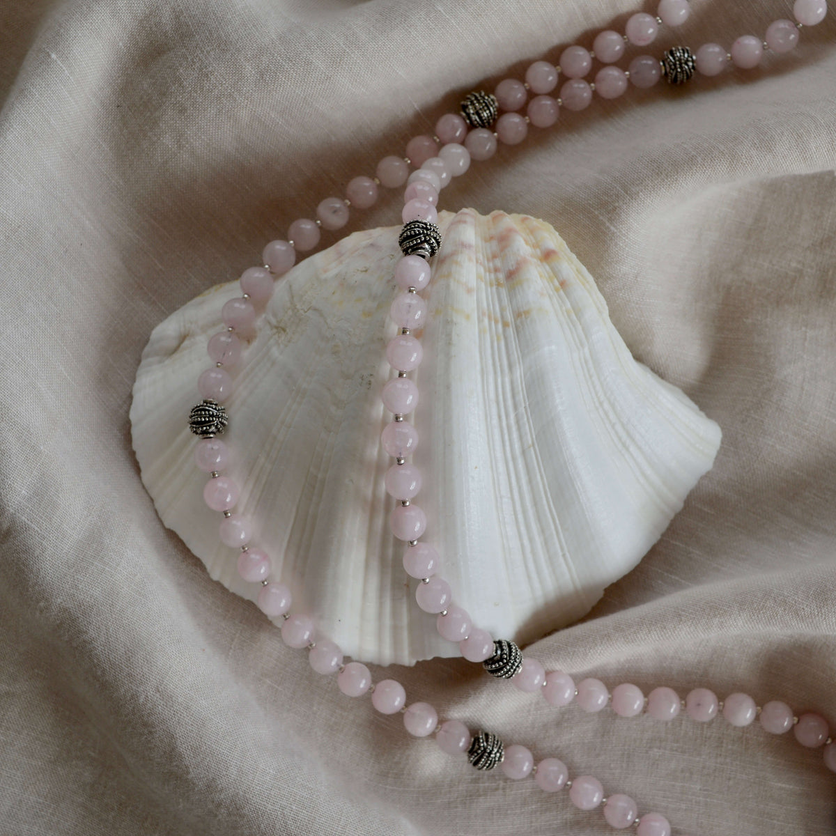 Rose Quartz LONG BEADED NECKLACE