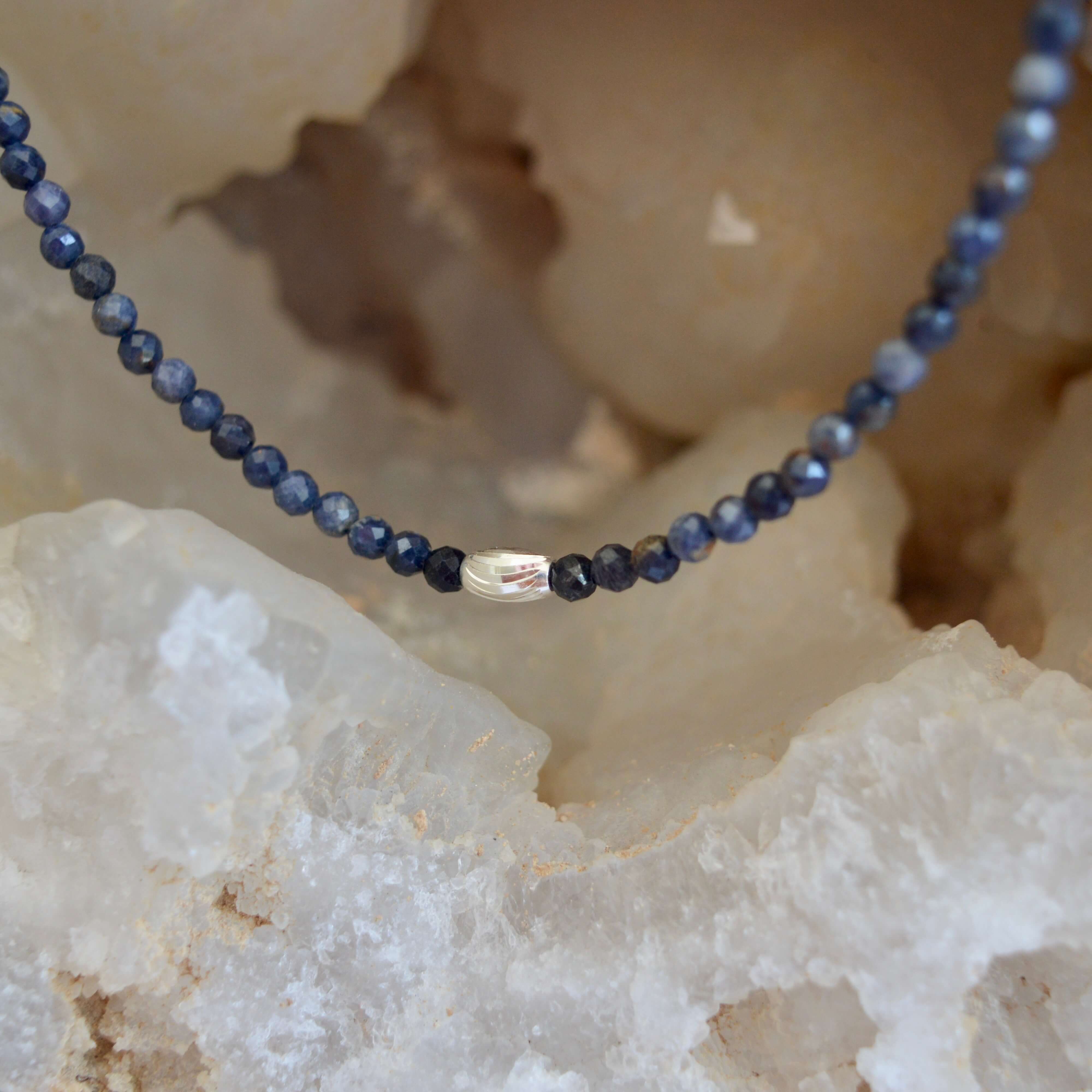 THE DAINTY- Silver- Sapphire- NECKLACE - Headless Nation