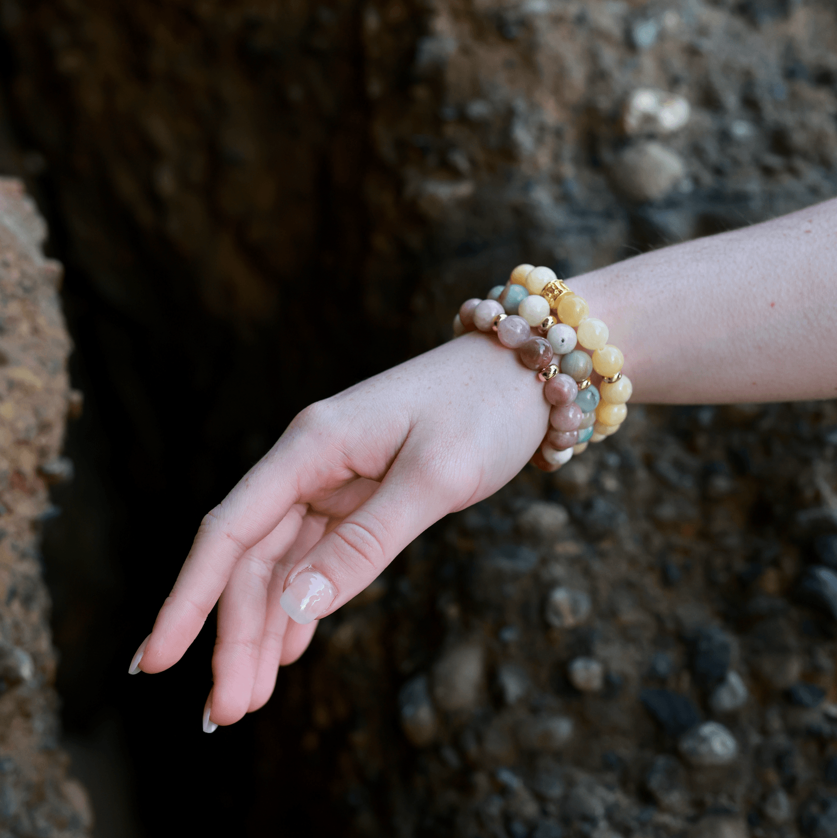 AMAZONITE & GOLD BEADED BRACELET - HALCYON COLLECTION - Headless Nation