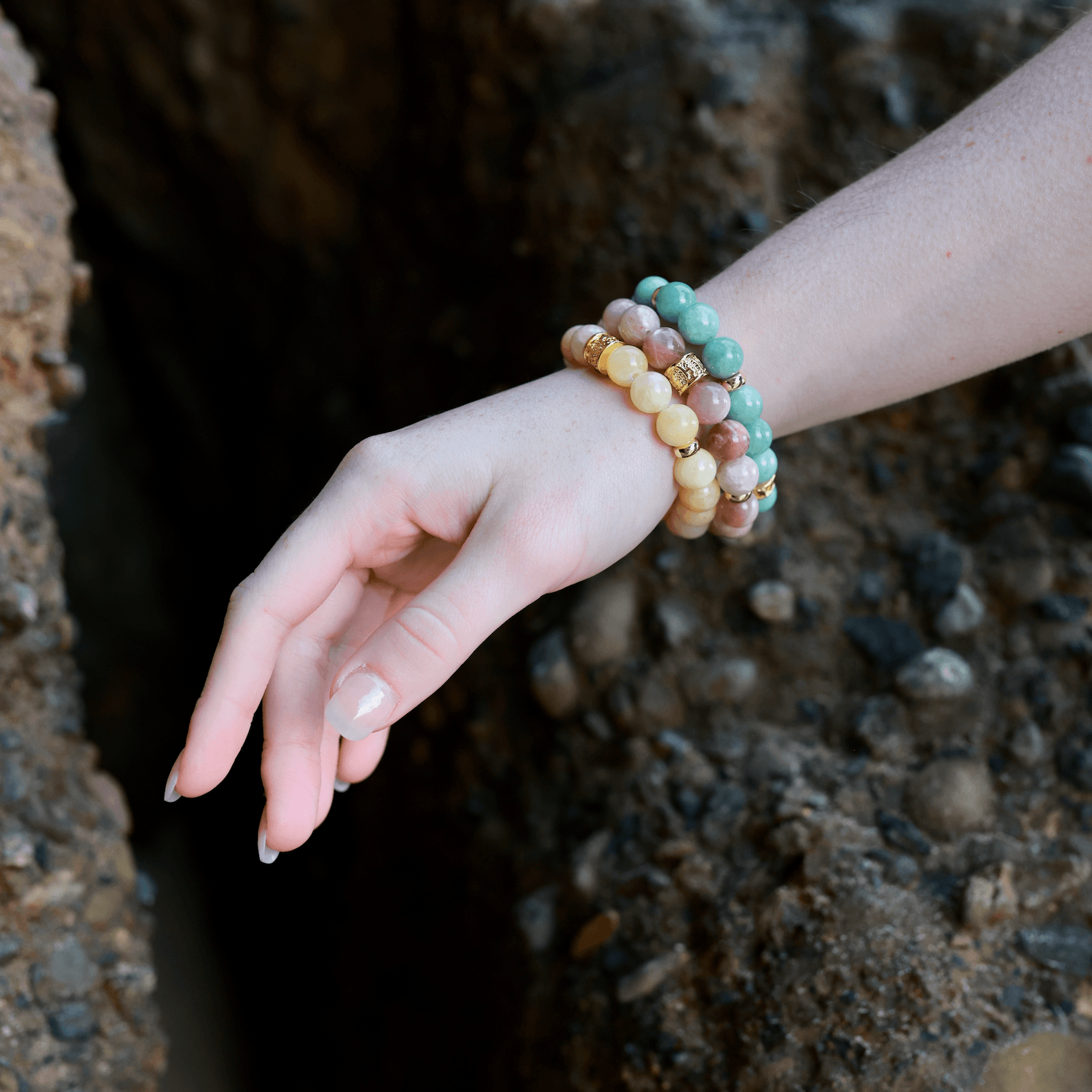 JADE & GOLD BEADED BRACELET - HALCYON COLLECTION - Headless Nation