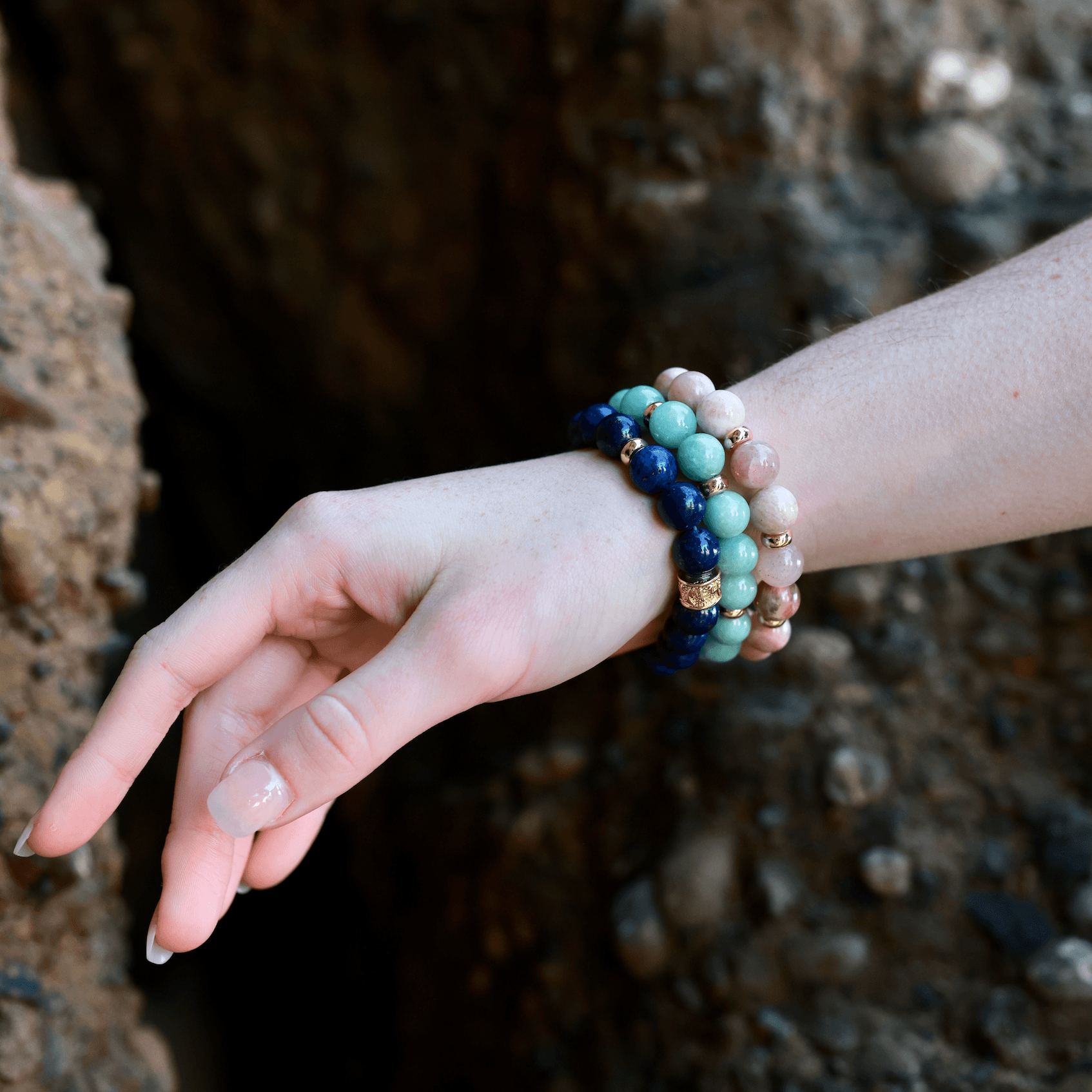 LAPIS LAZULI & GOLD BEADED BRACELET - HALCYON COLLECTION - Headless Nation